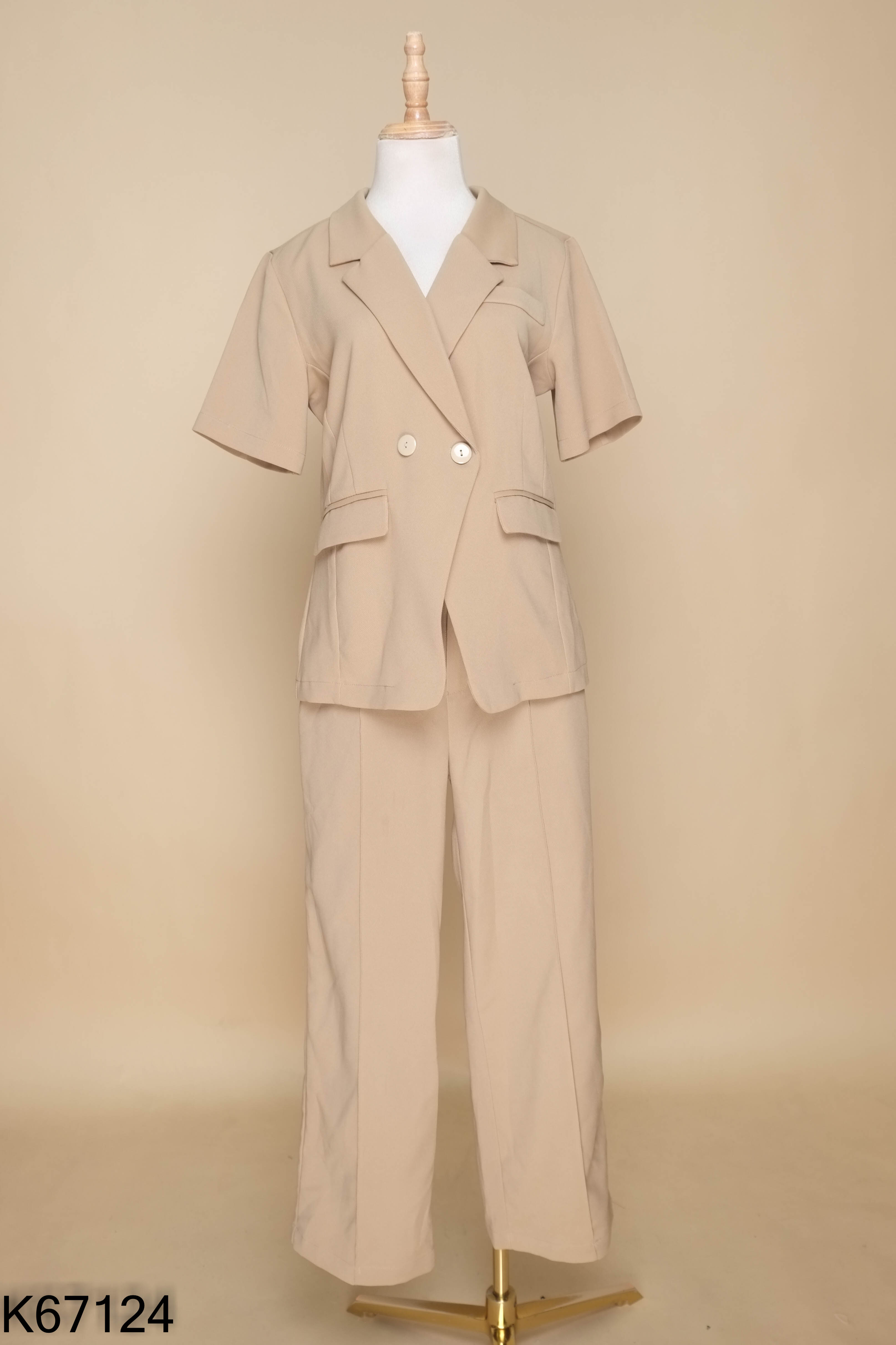 Set Áo blazer be ngắn tay + quần dài