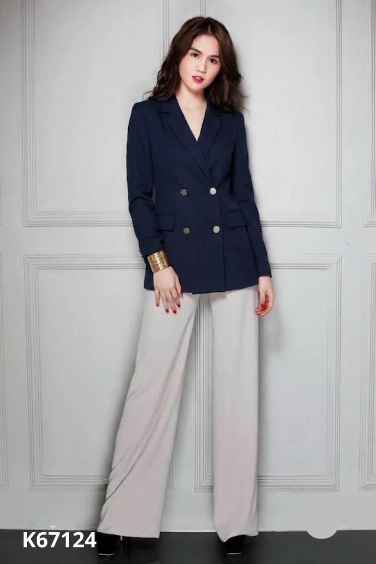 Áo blazer xanh đen cúc bạc