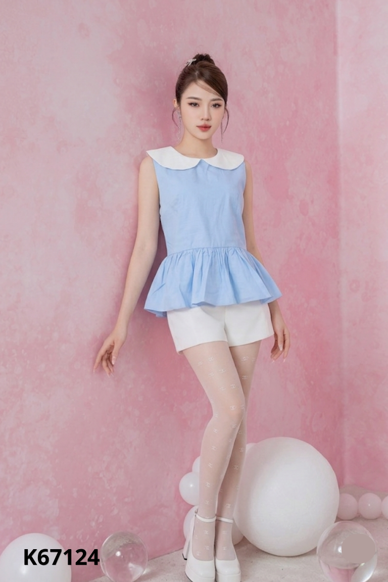 Áo WGWE xanh cổ trắng