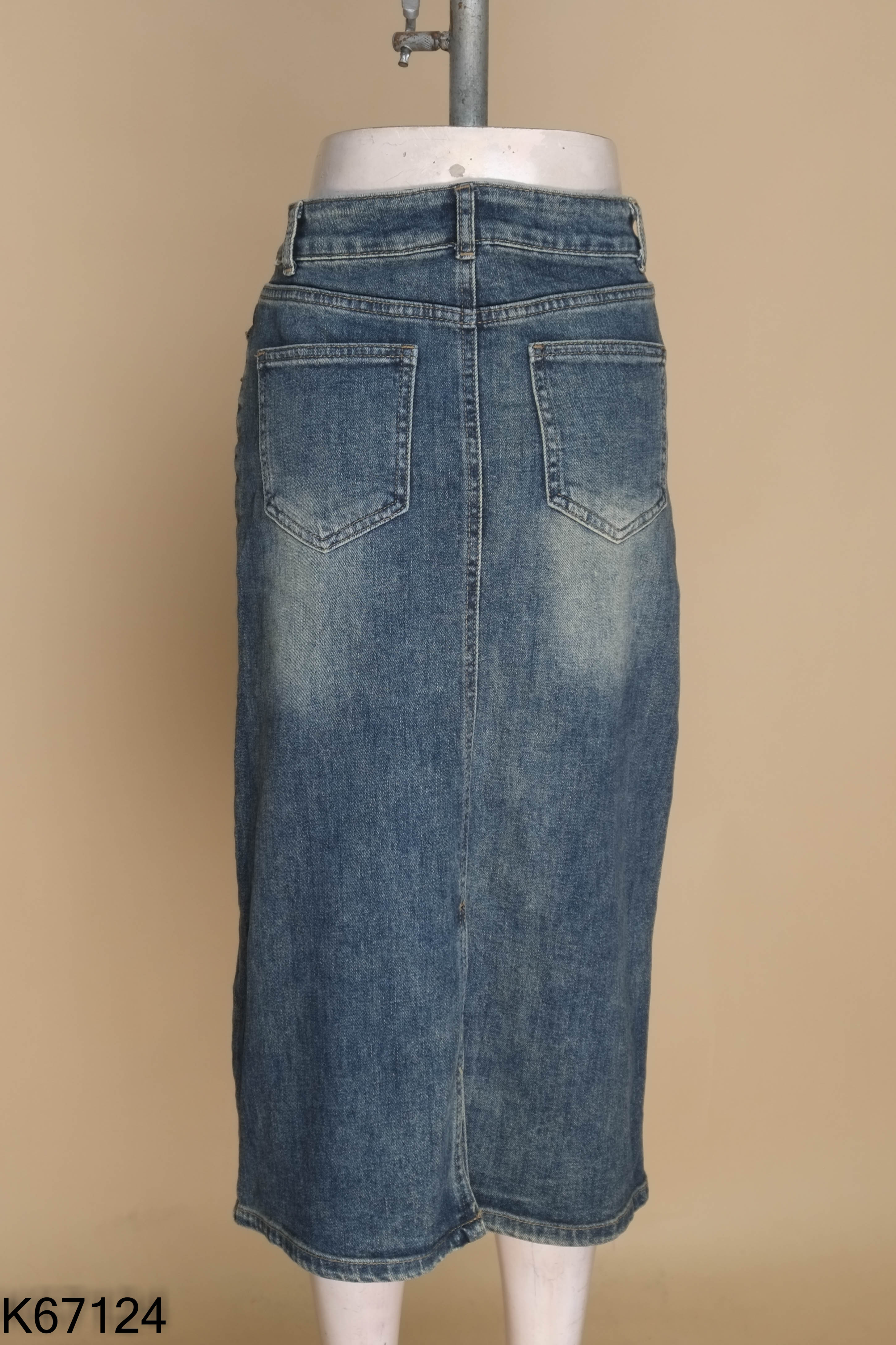 Chân váy jeans xanh trơn