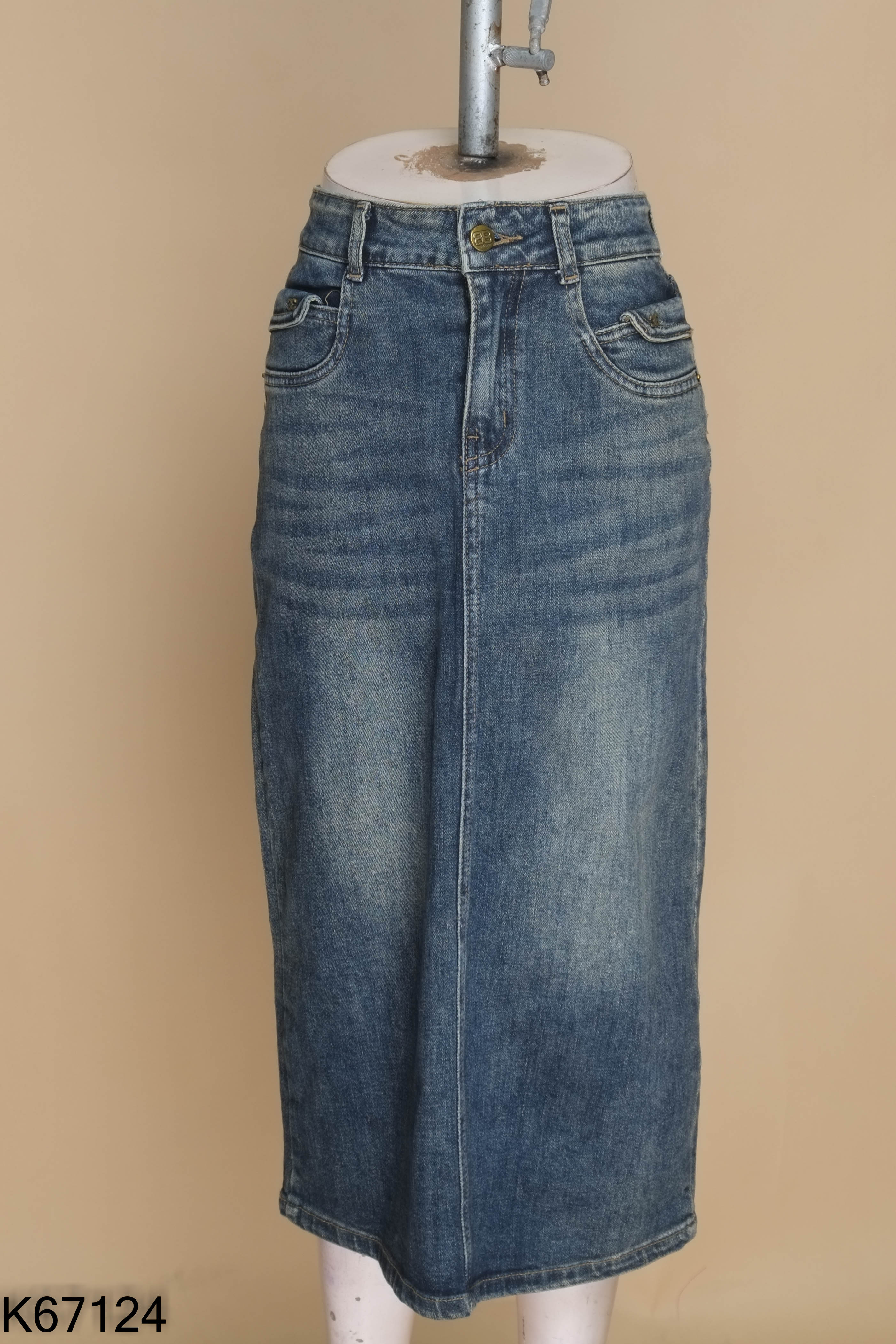 Chân váy jeans xanh trơn