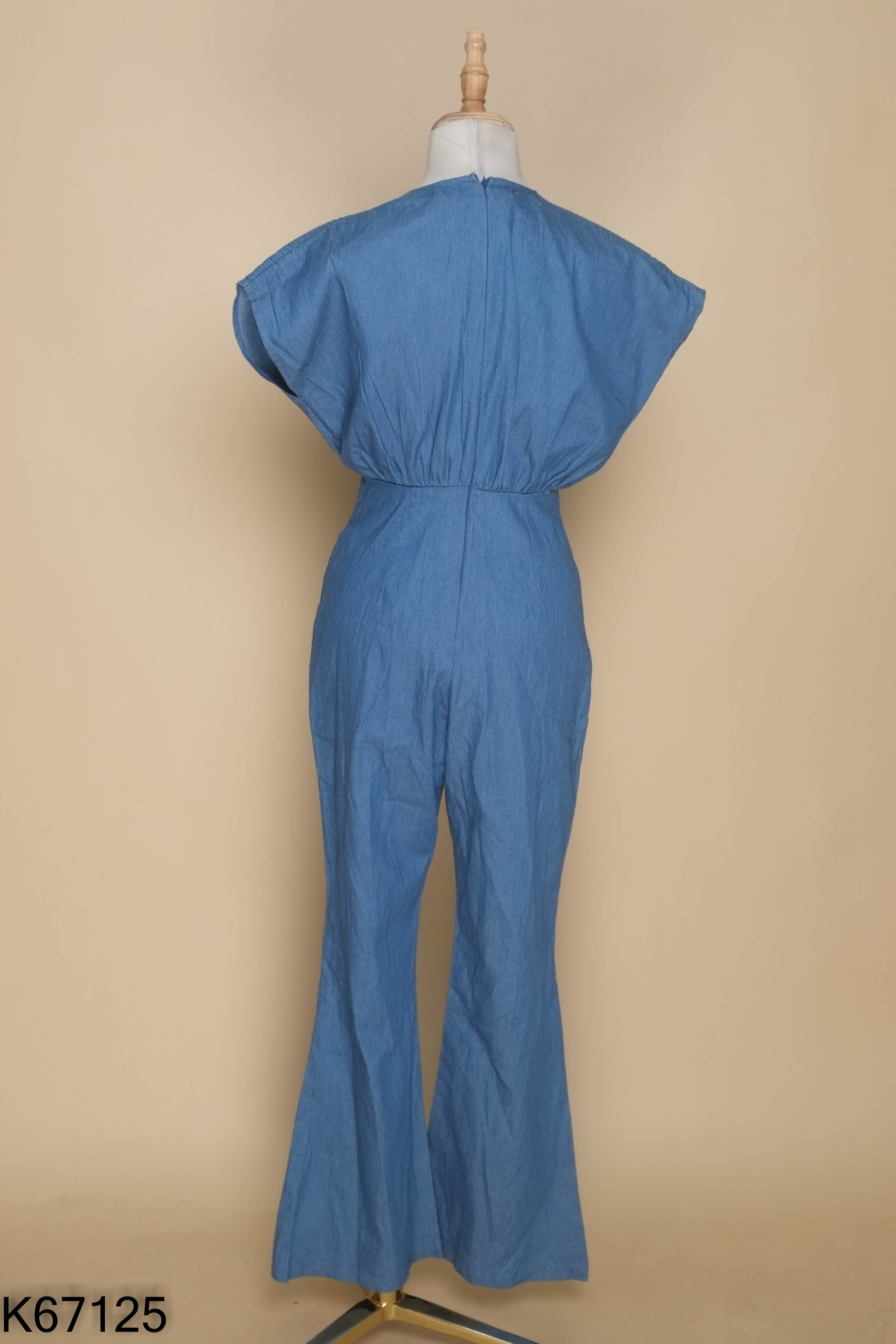 NEWTAG Jumpsuit jeans xanh cổ vest