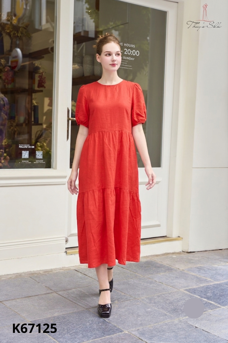 Váy đỏ trơn babydoll