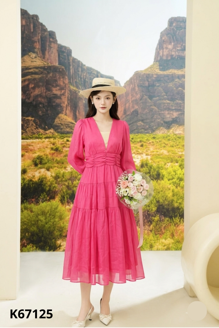 Váy voan hồng ánh babydoll