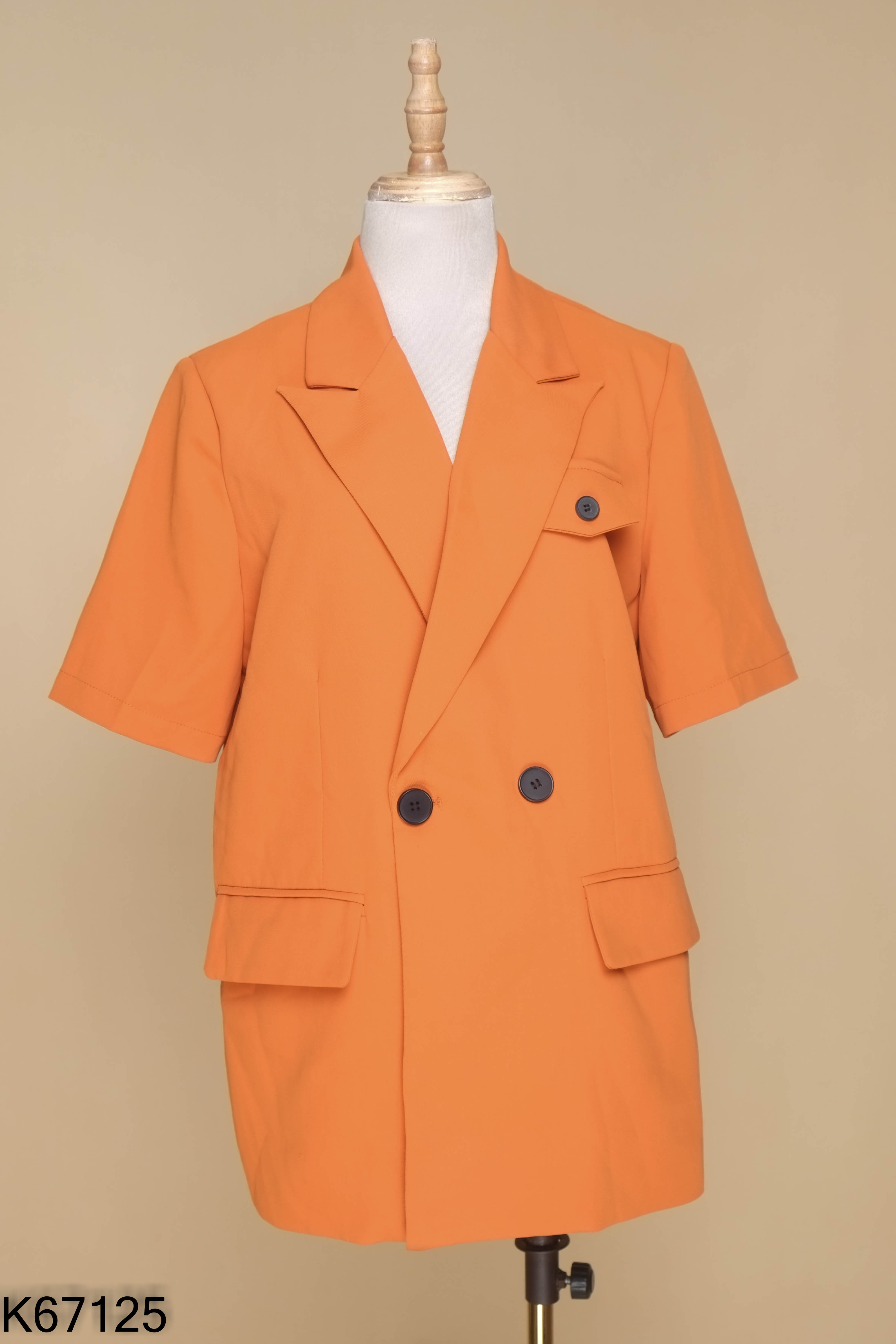 Áo khoác blazer nâu cam ALAN cộc tay