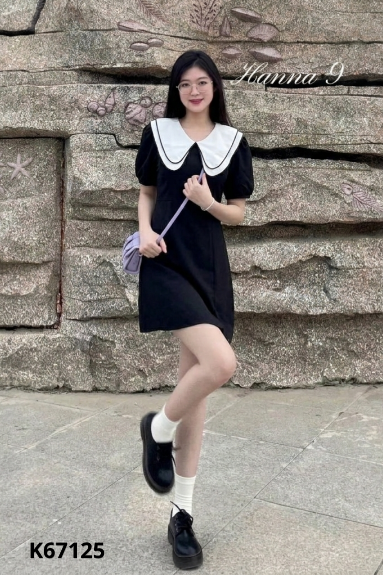 Váy đen phối cổ be