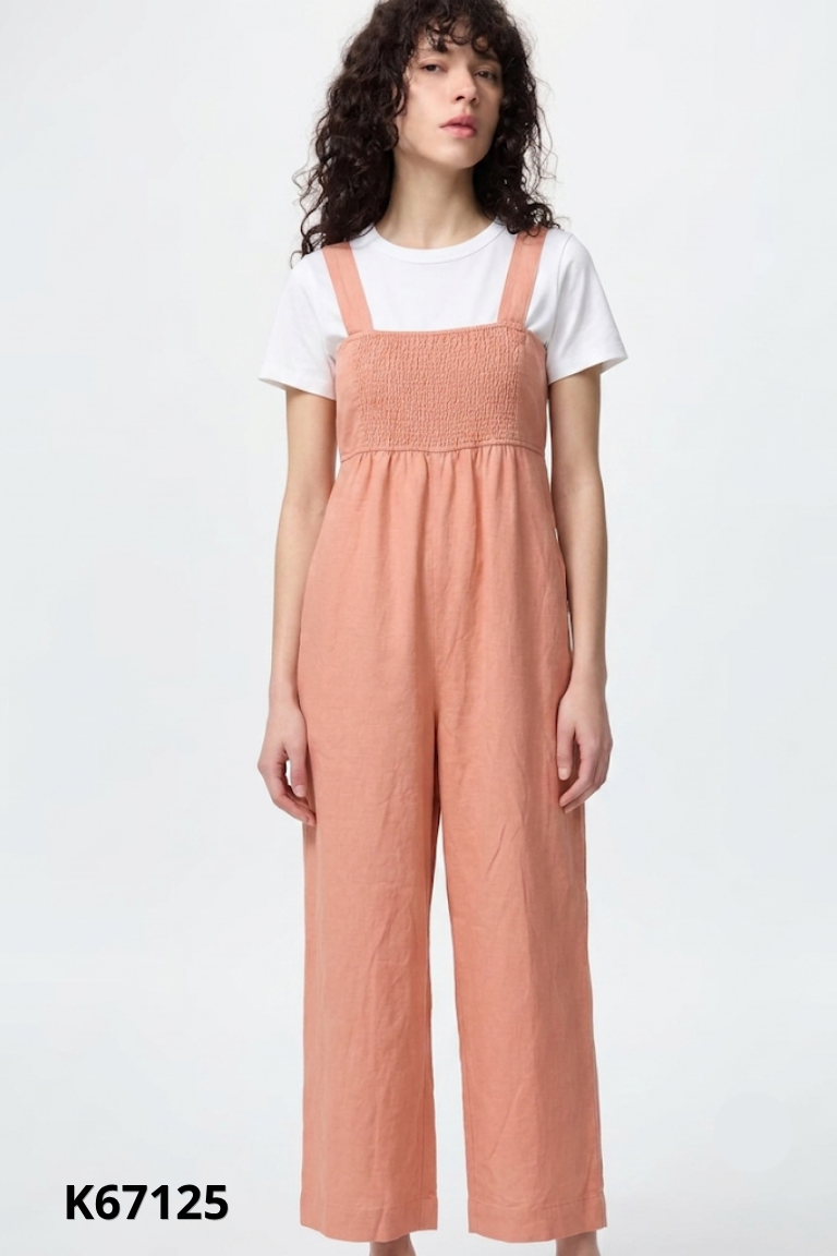 Jumpsuits UNIQLO linen cam nâu