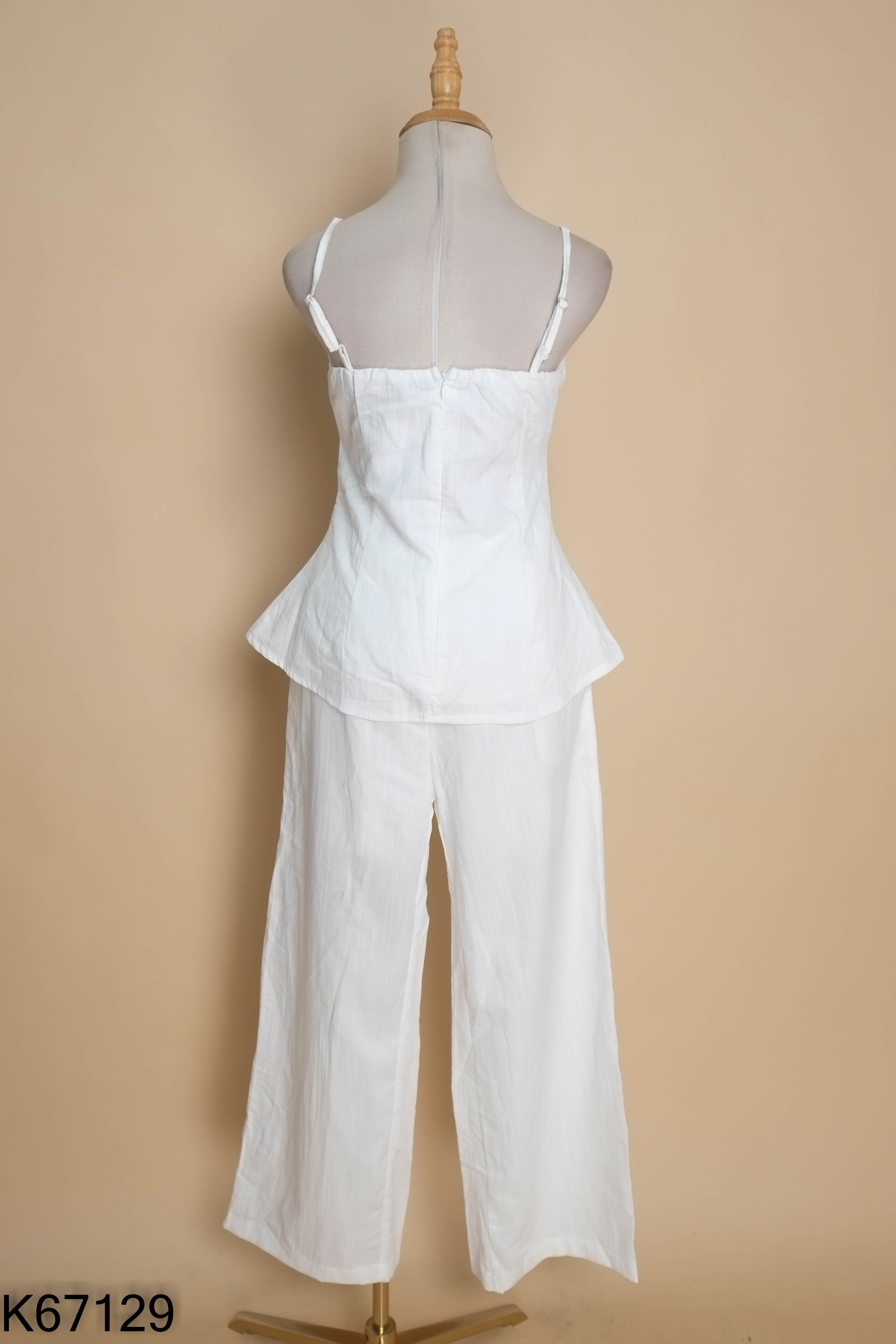 Set áo quây + quần trắng trơn