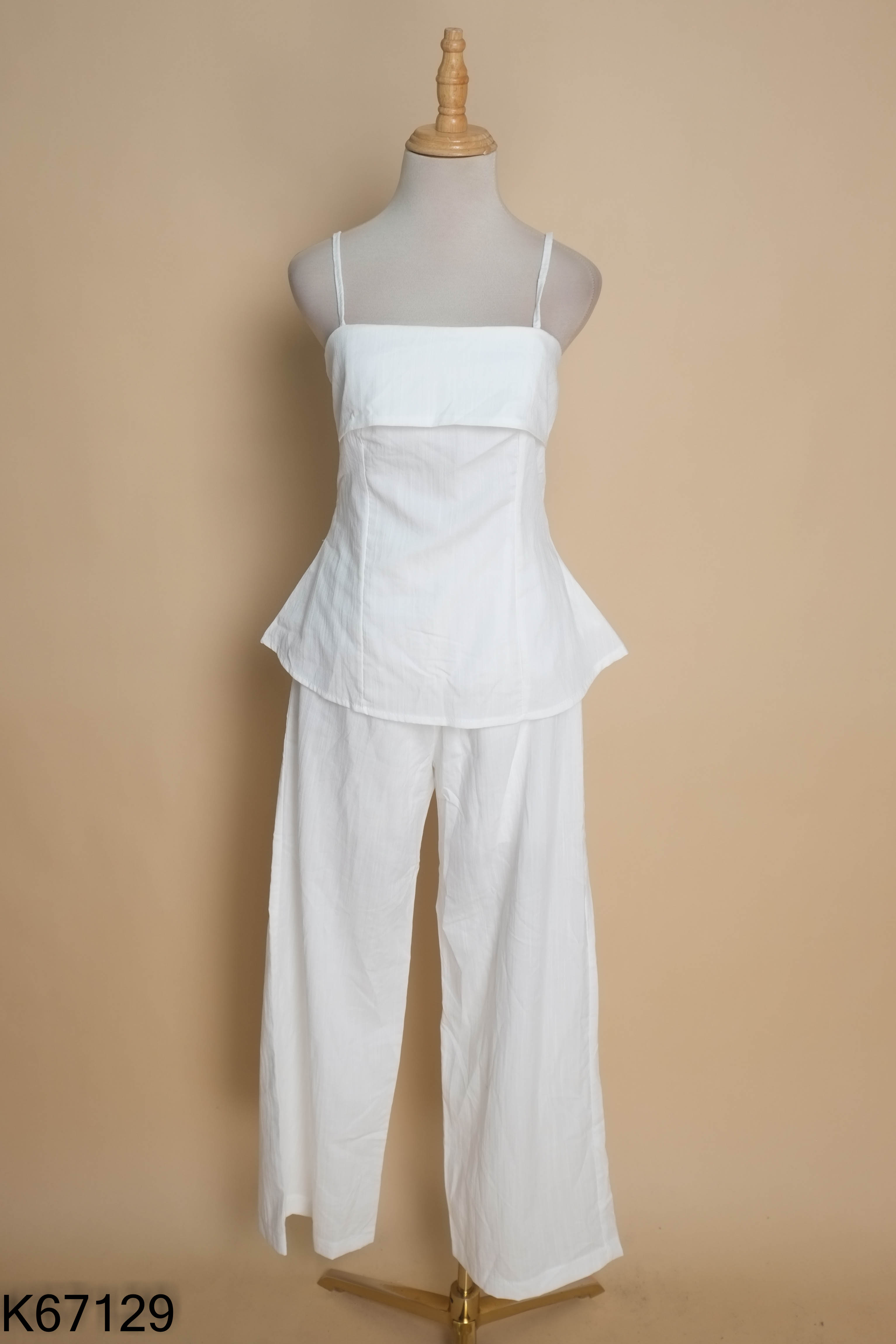Set áo quây + quần trắng trơn