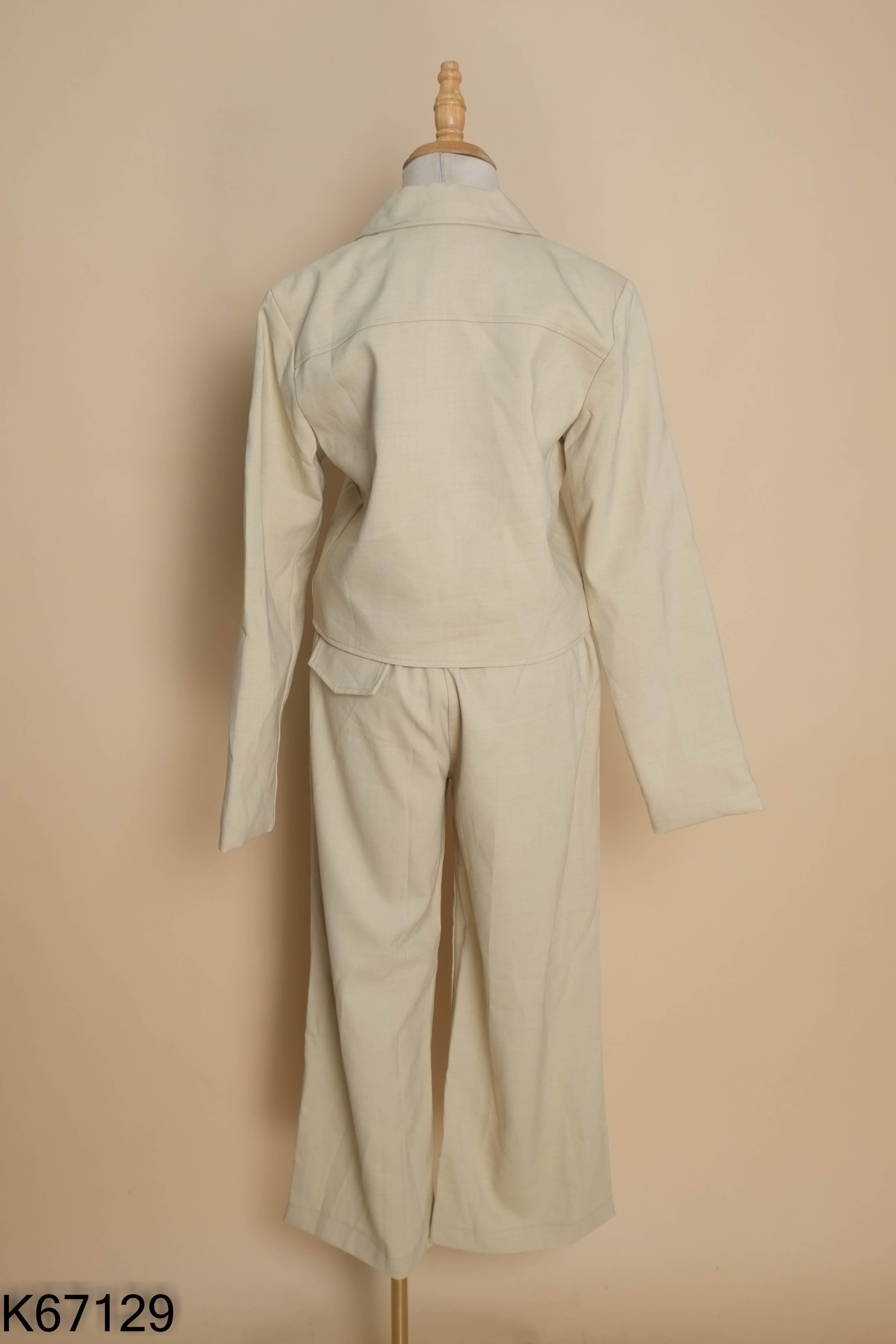 NEWTAG Set áo croptop + quần dài xanh min