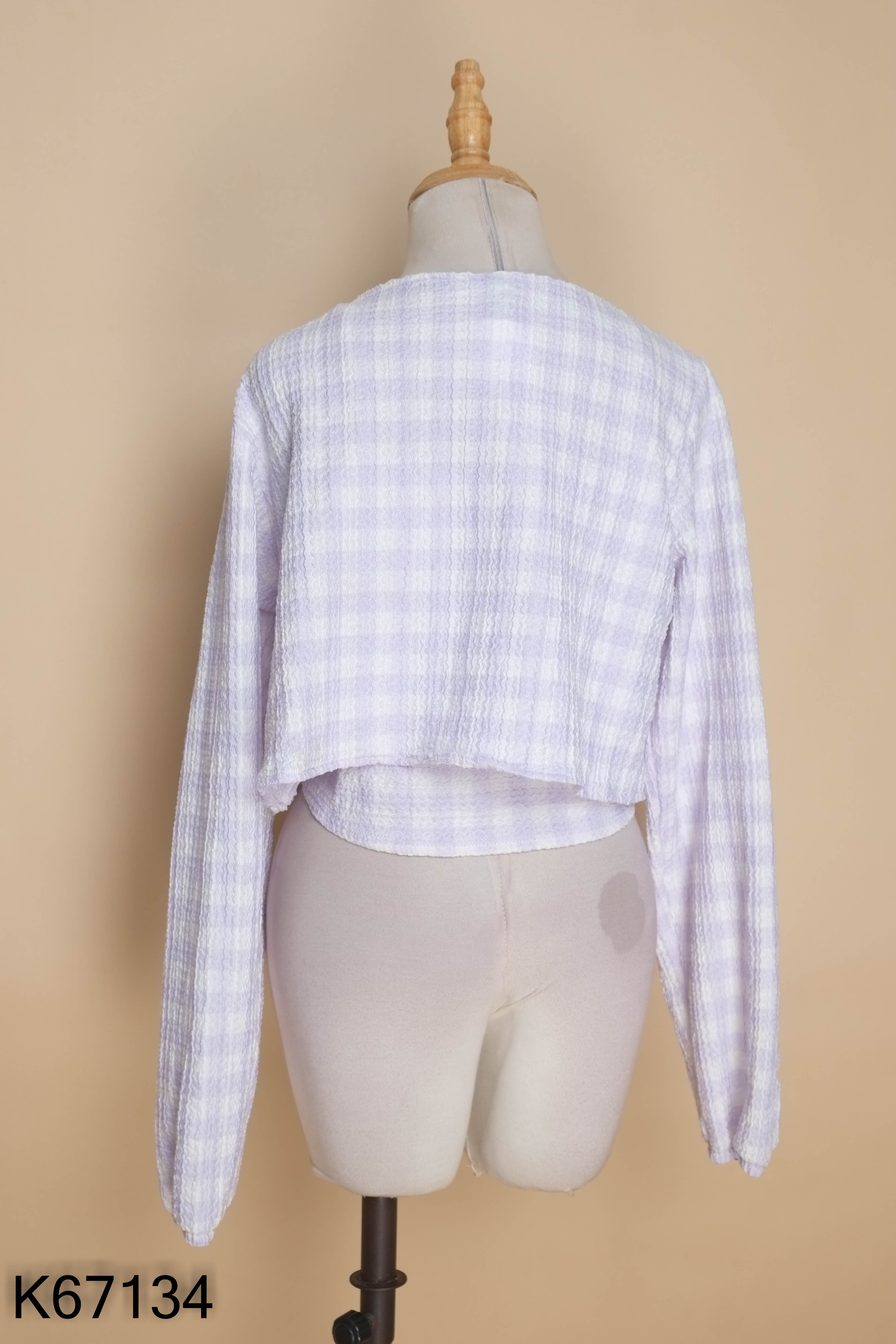 SET áo 2 dây+ cardigan tím kẻ caro