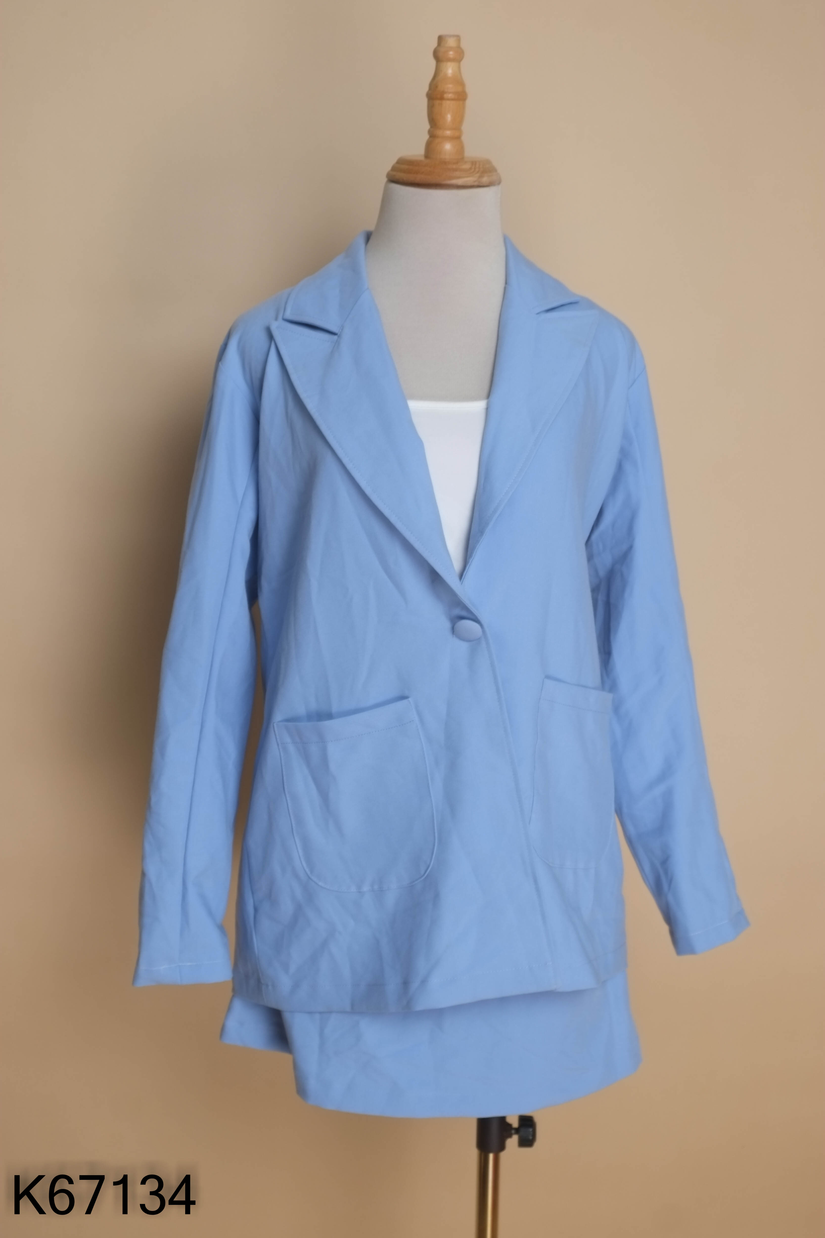 SET 3 món áo blazer xanh+ chân váy+ áo dây