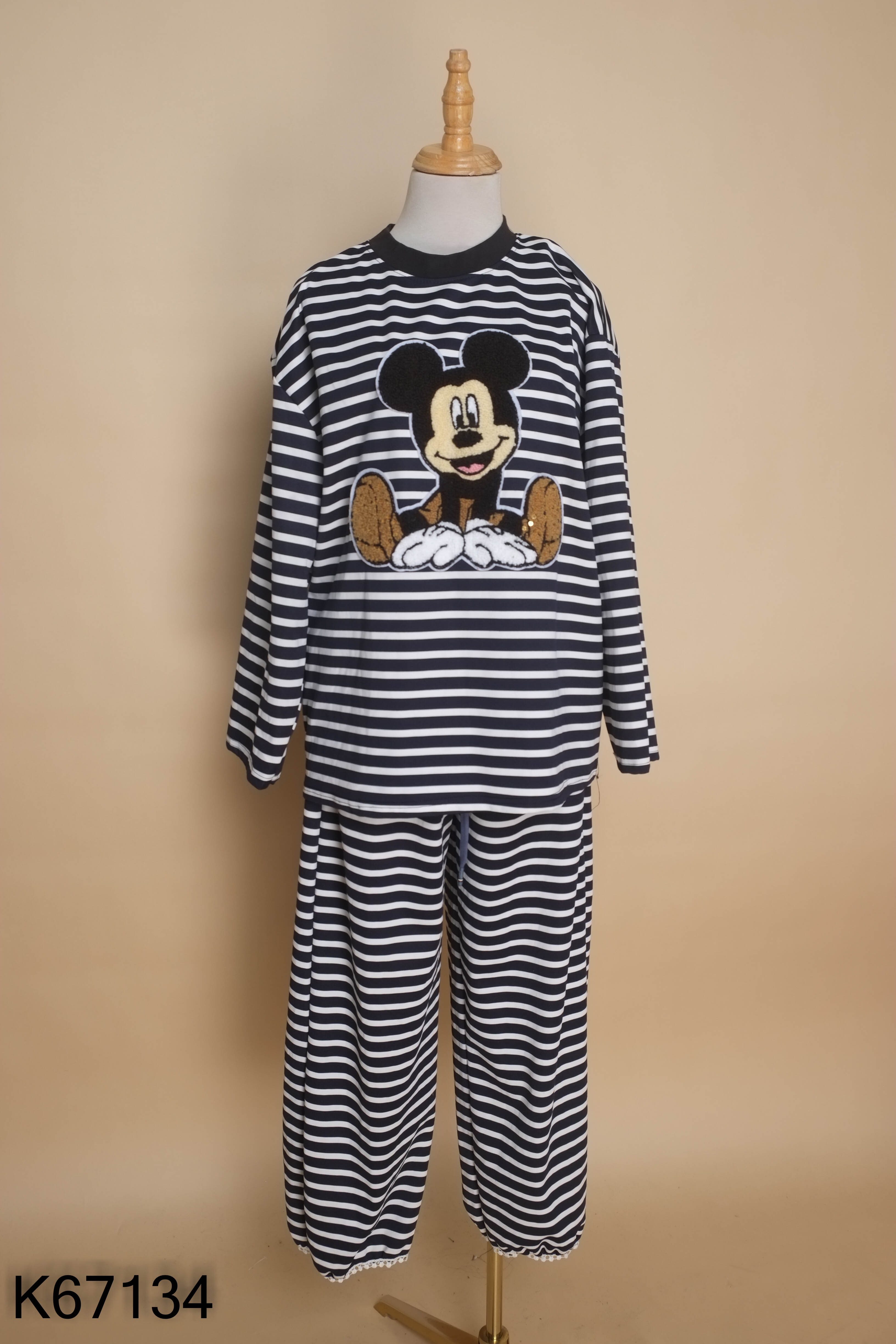 SET áo thun xanh kẻ mickey+ quần dài