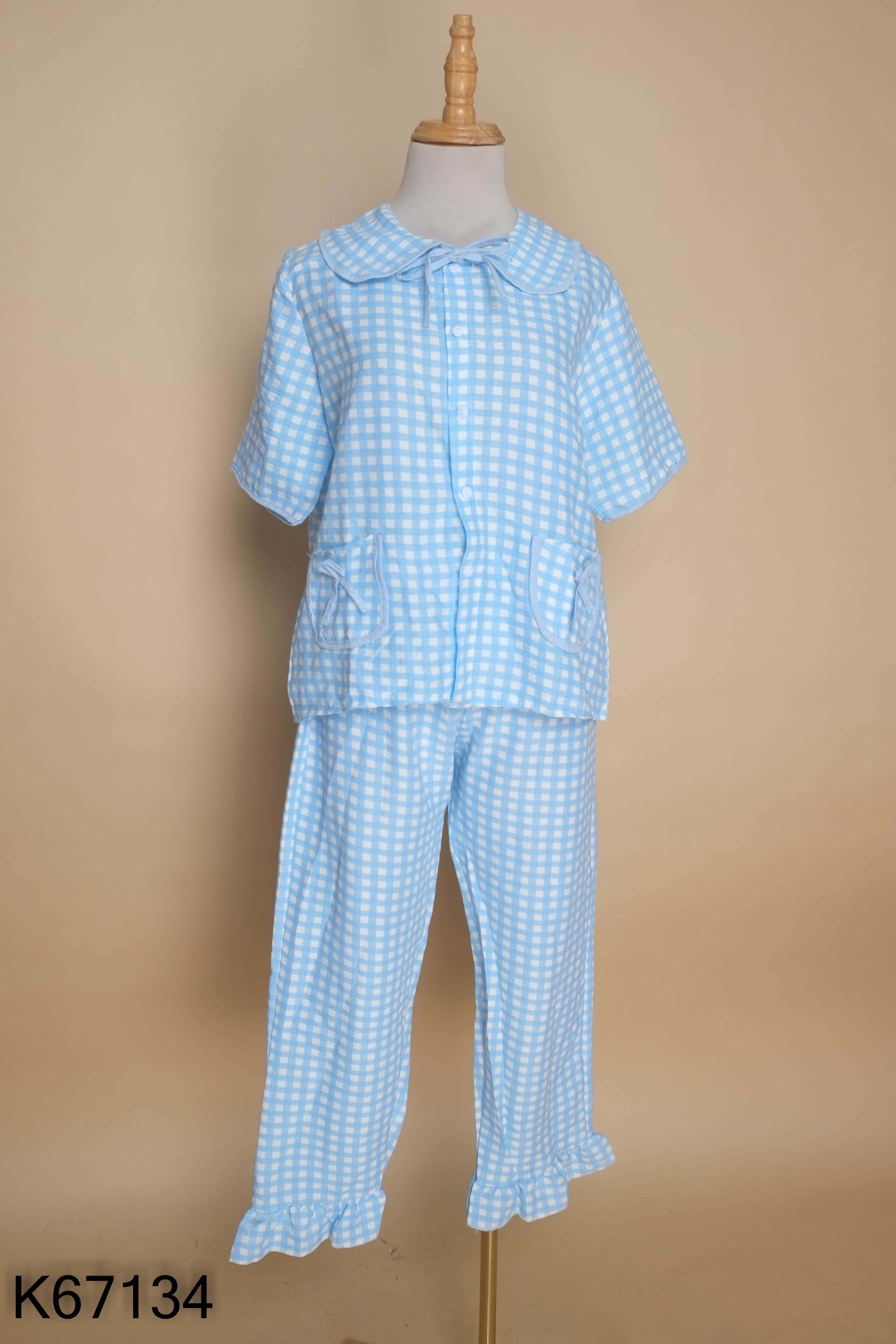 SET áo ngủ xanh kẻ+ quần dài