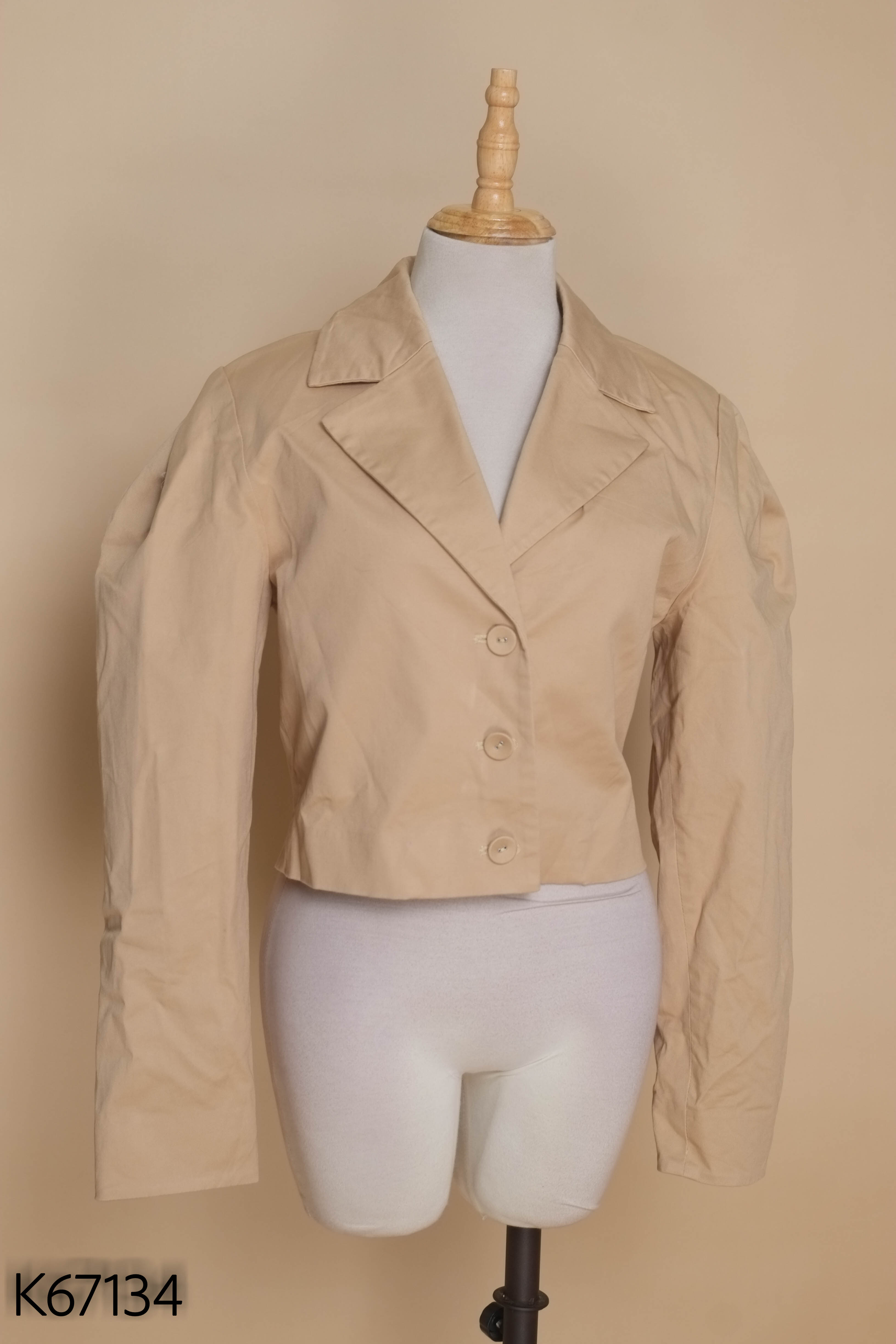 Áo khoác vest nâu dáng lửng