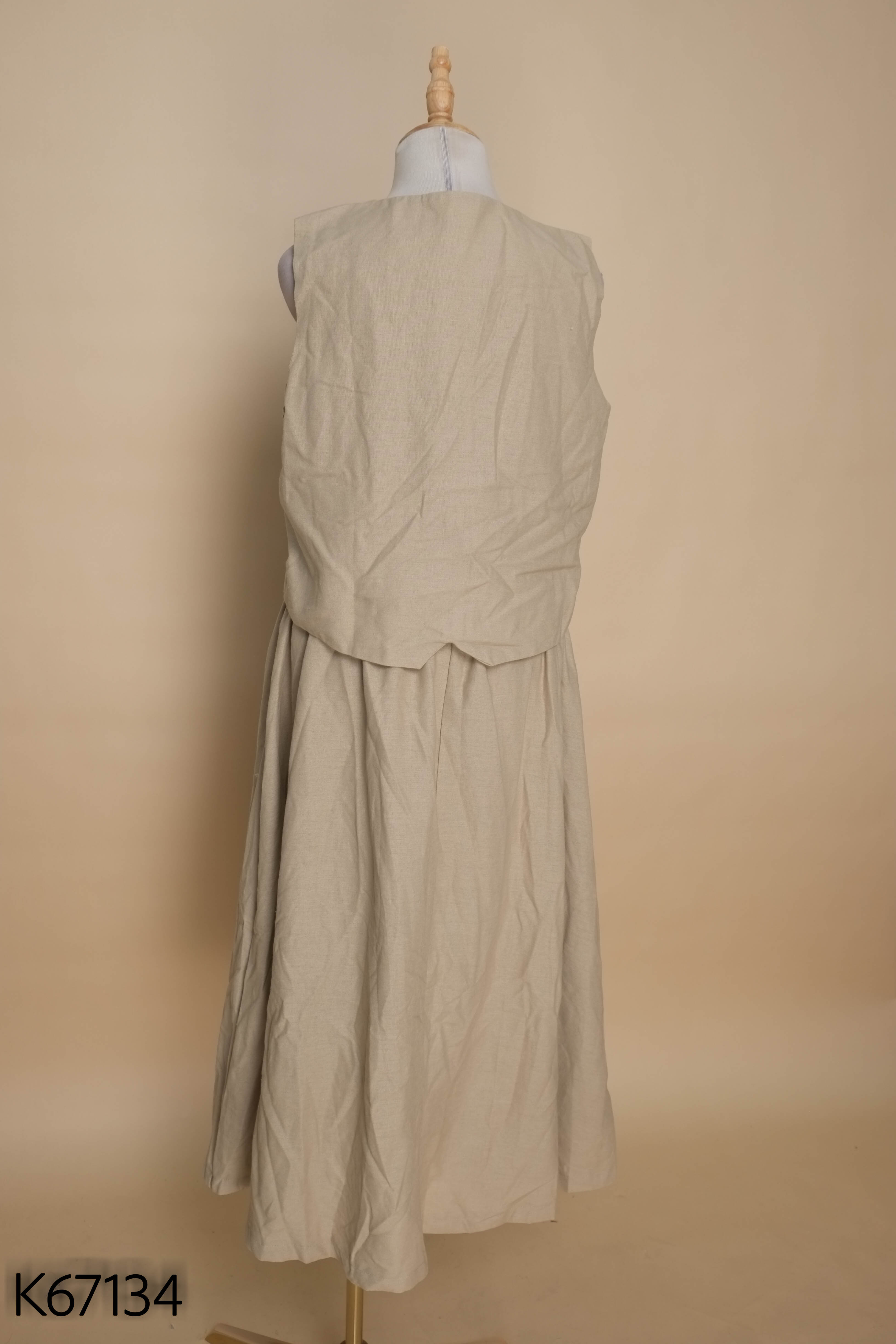 Set áo + chân váy nâu trơn