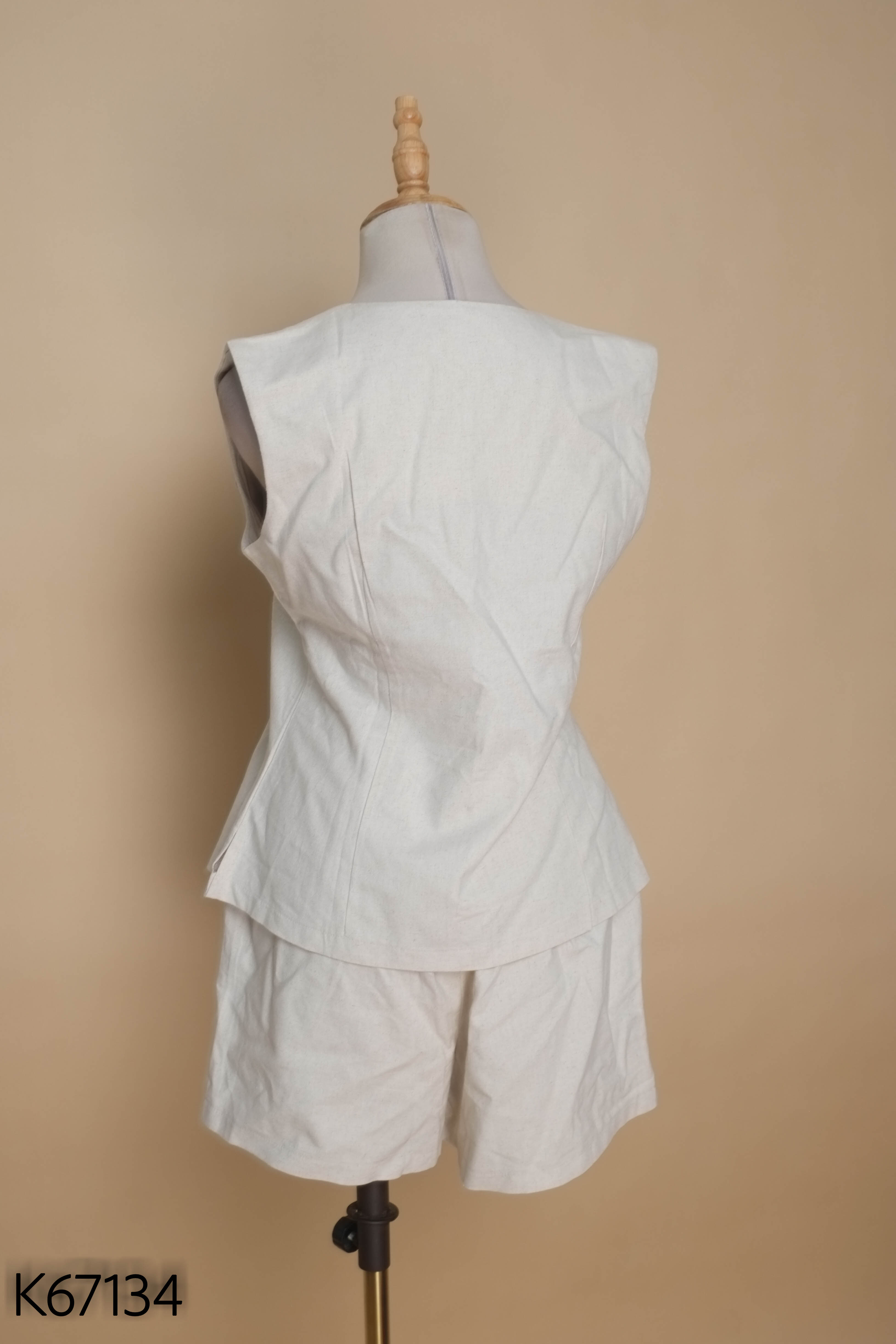 Set áo sát nách + quần short be trơn