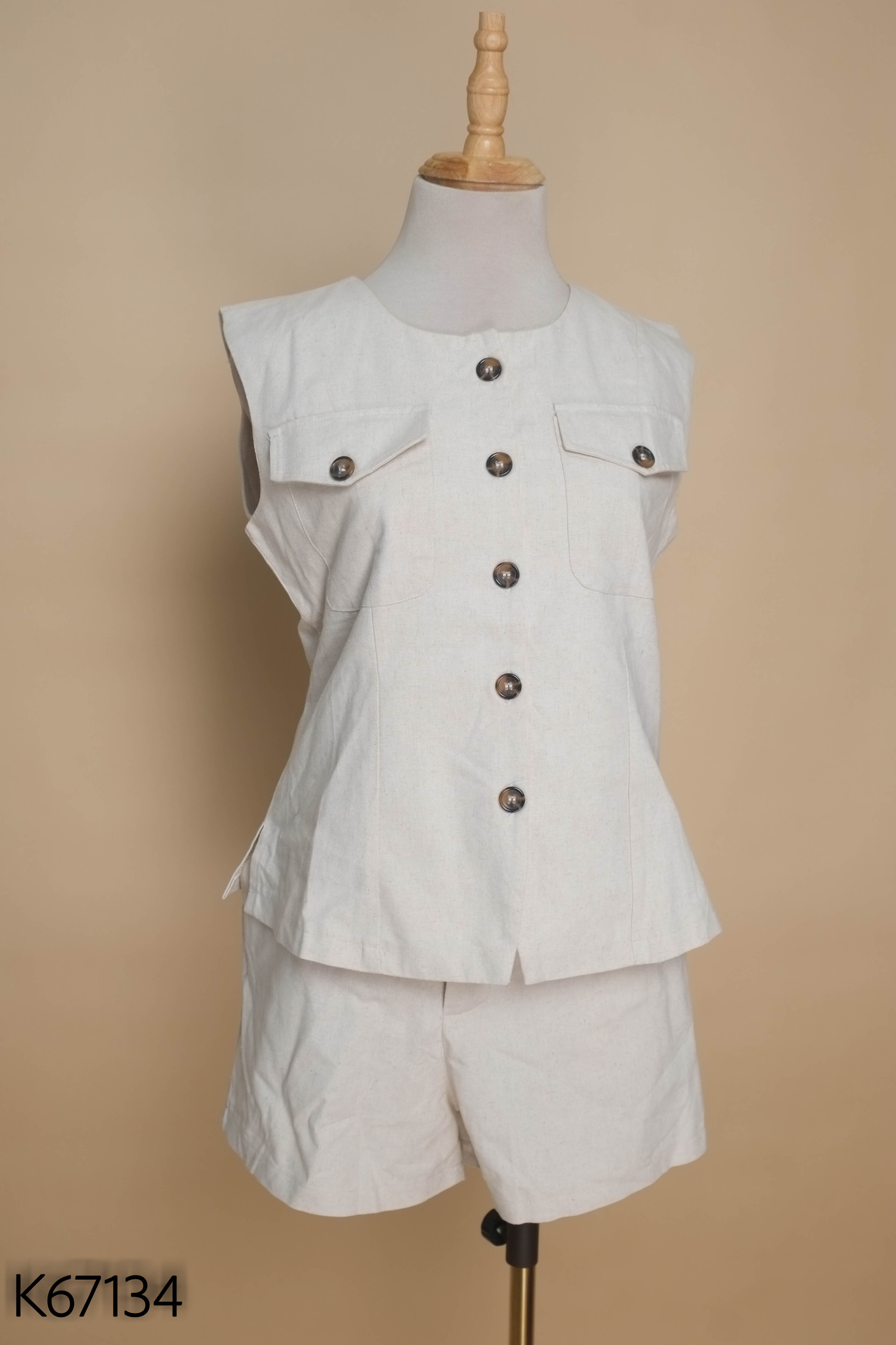 Set áo sát nách + quần short be trơn