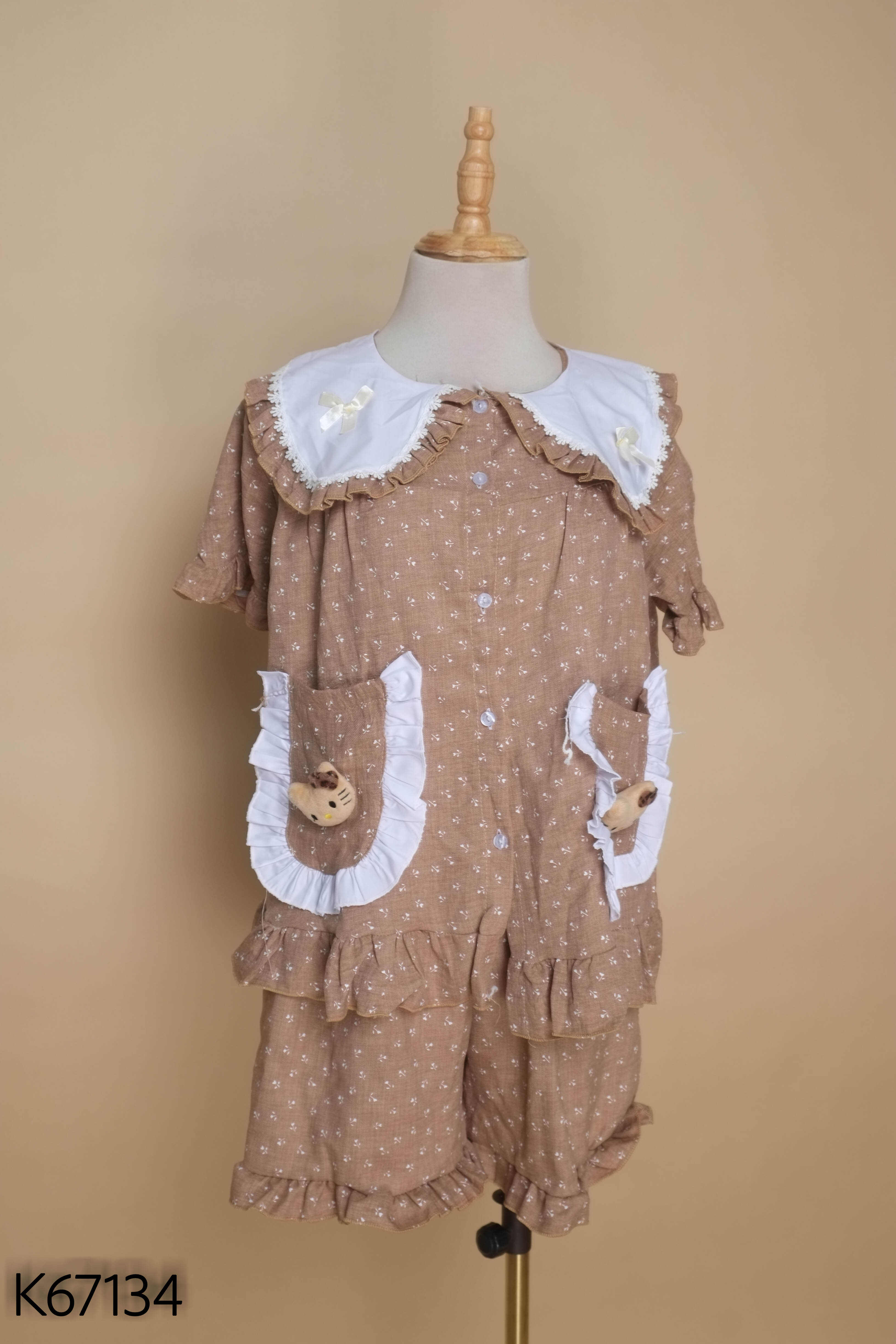 NEWTAG SET Áo nâu kitty + Quần nâu