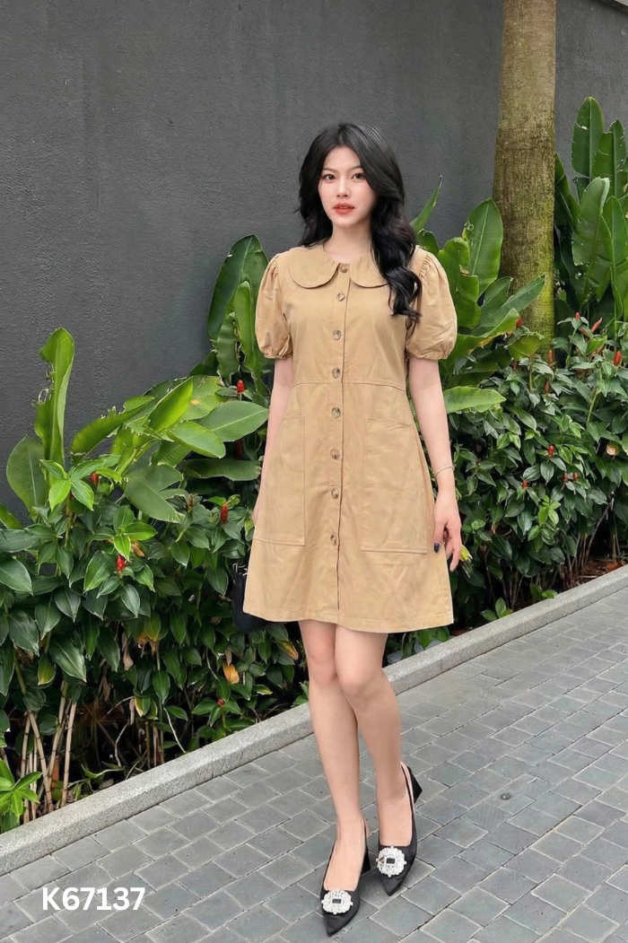 Váy nâu phối cúc