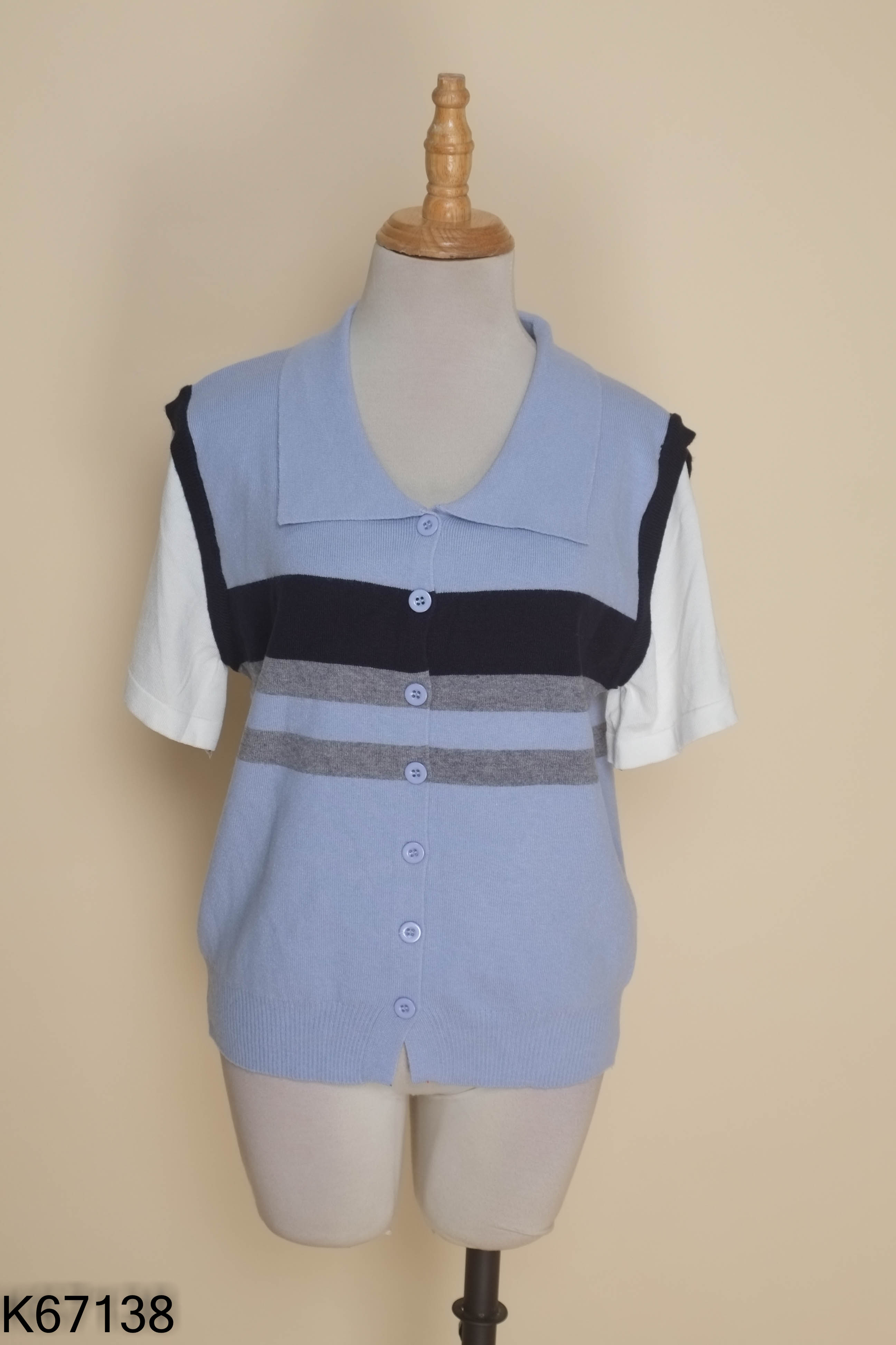 Áo Len xanh cọc tay