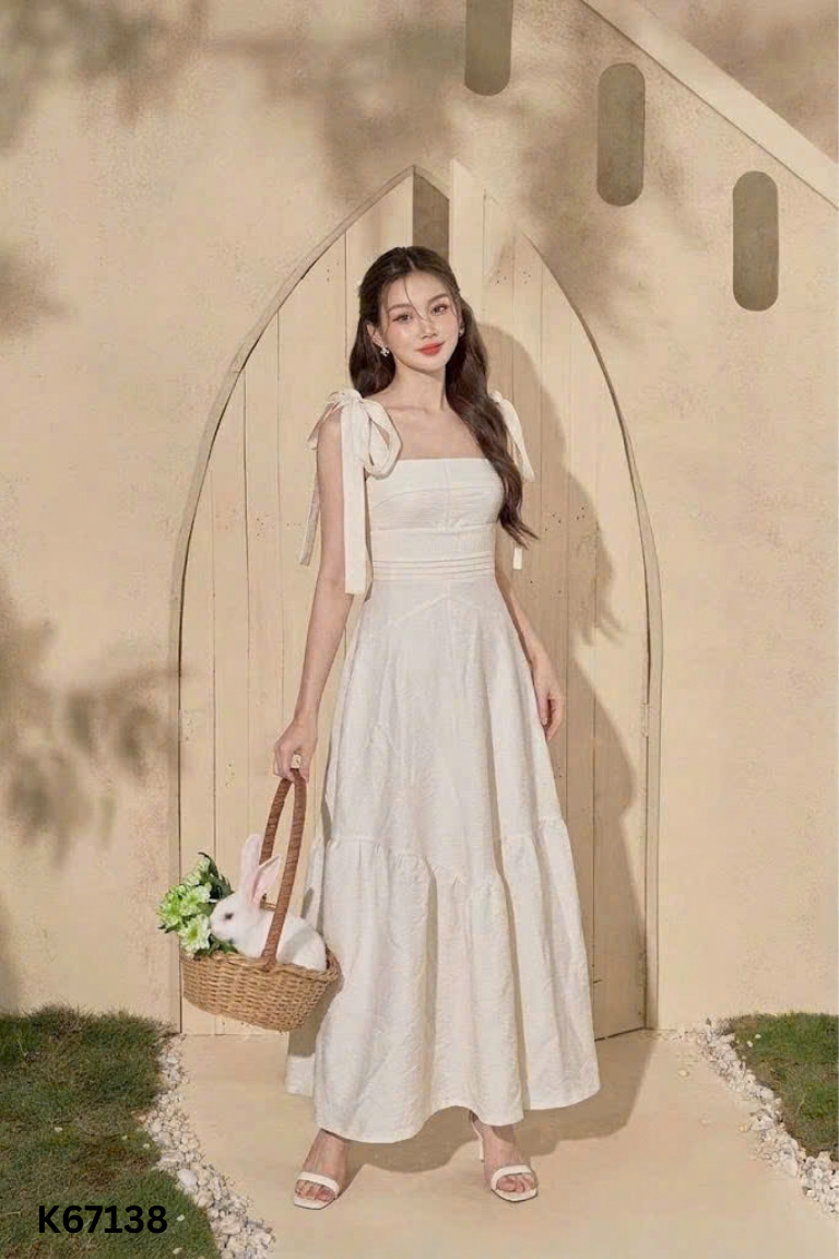 Váy hai dây be lưng chun