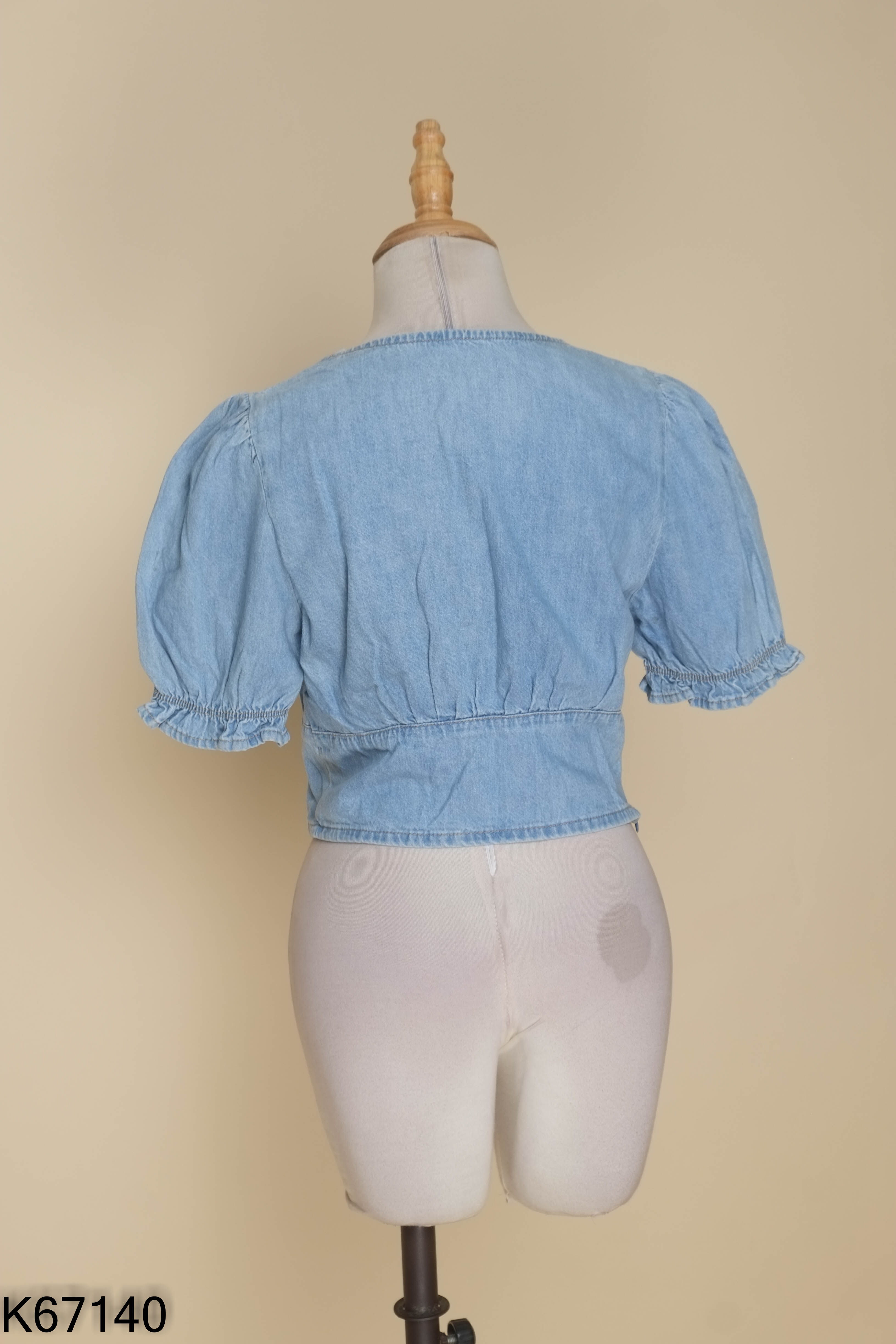 Áo kiểu jeans croptop xanh
