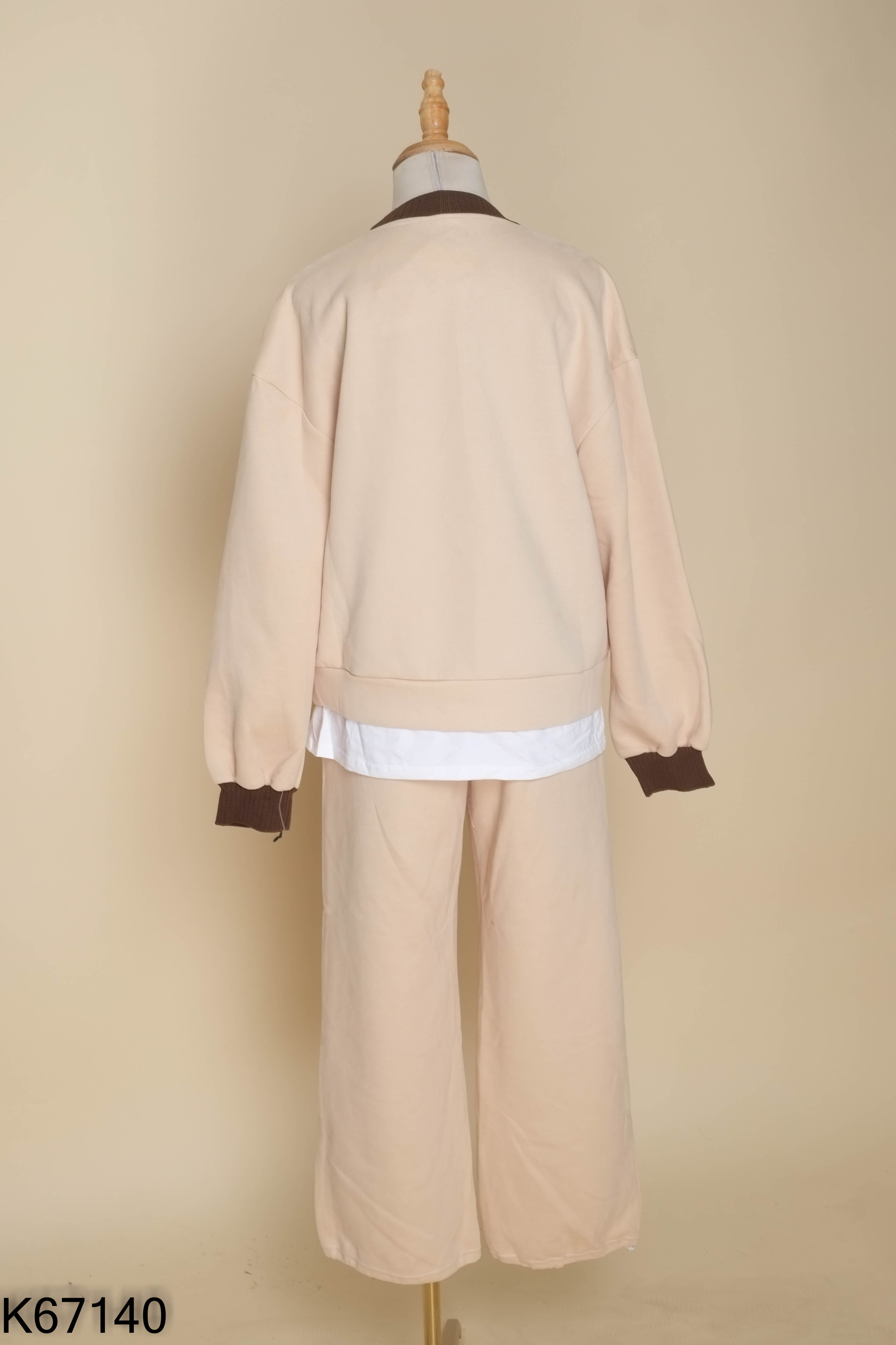 SET Áo dài tay + quần dài viền nâu
