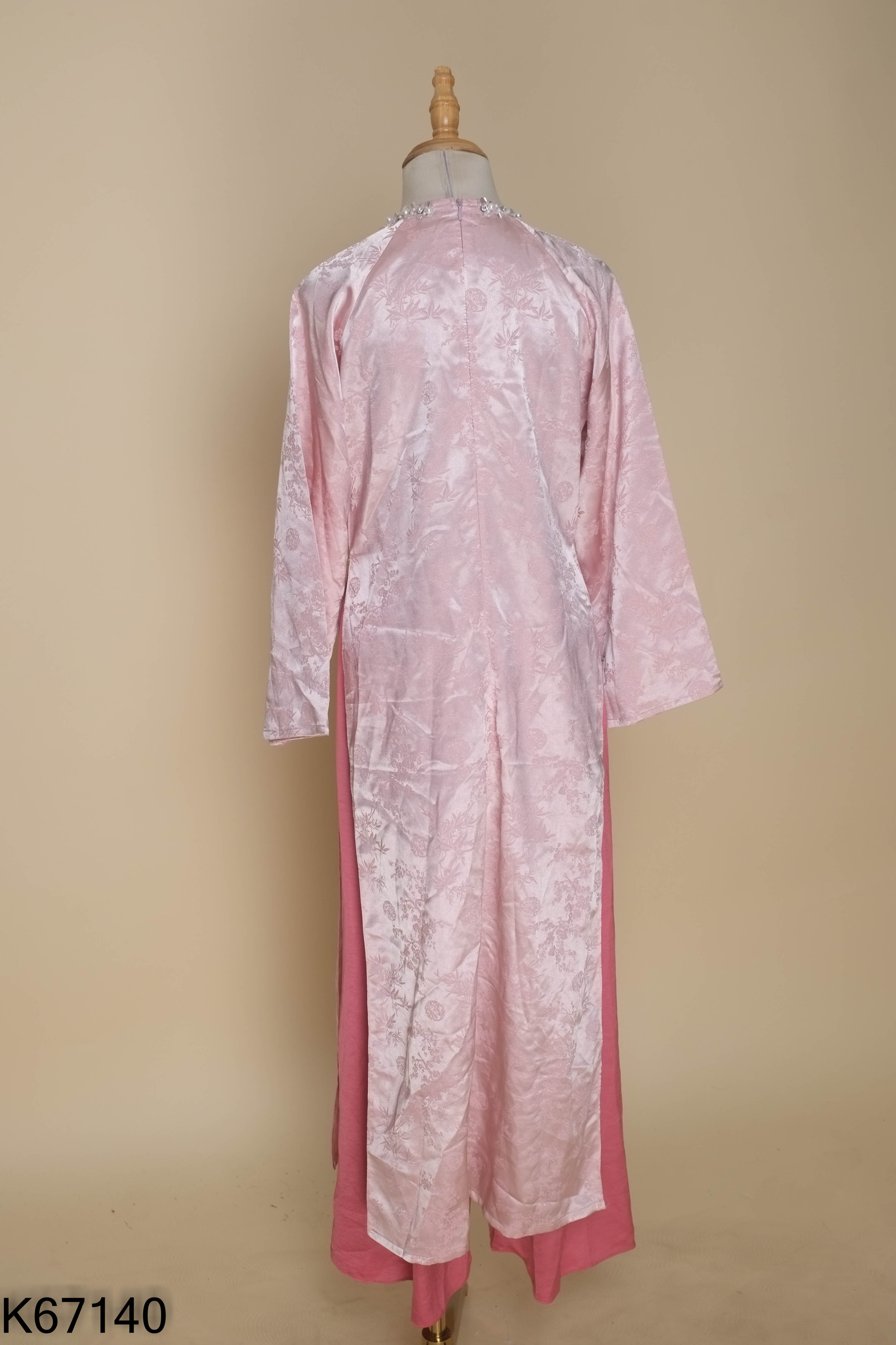 SET Áo dài hồng đính ngọc + quần dài hồng