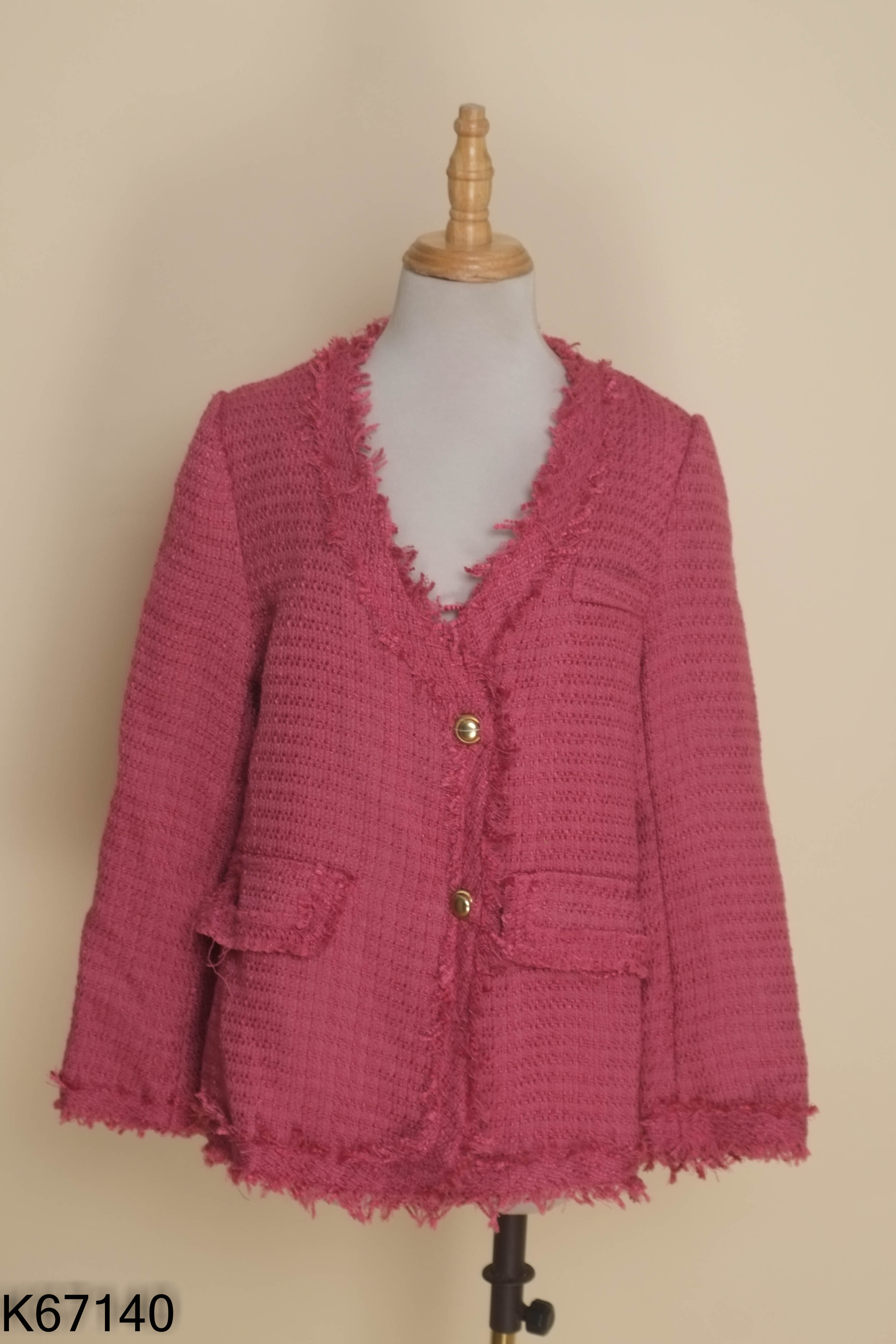 Áo dạ tweed hồng HANSIYISHE