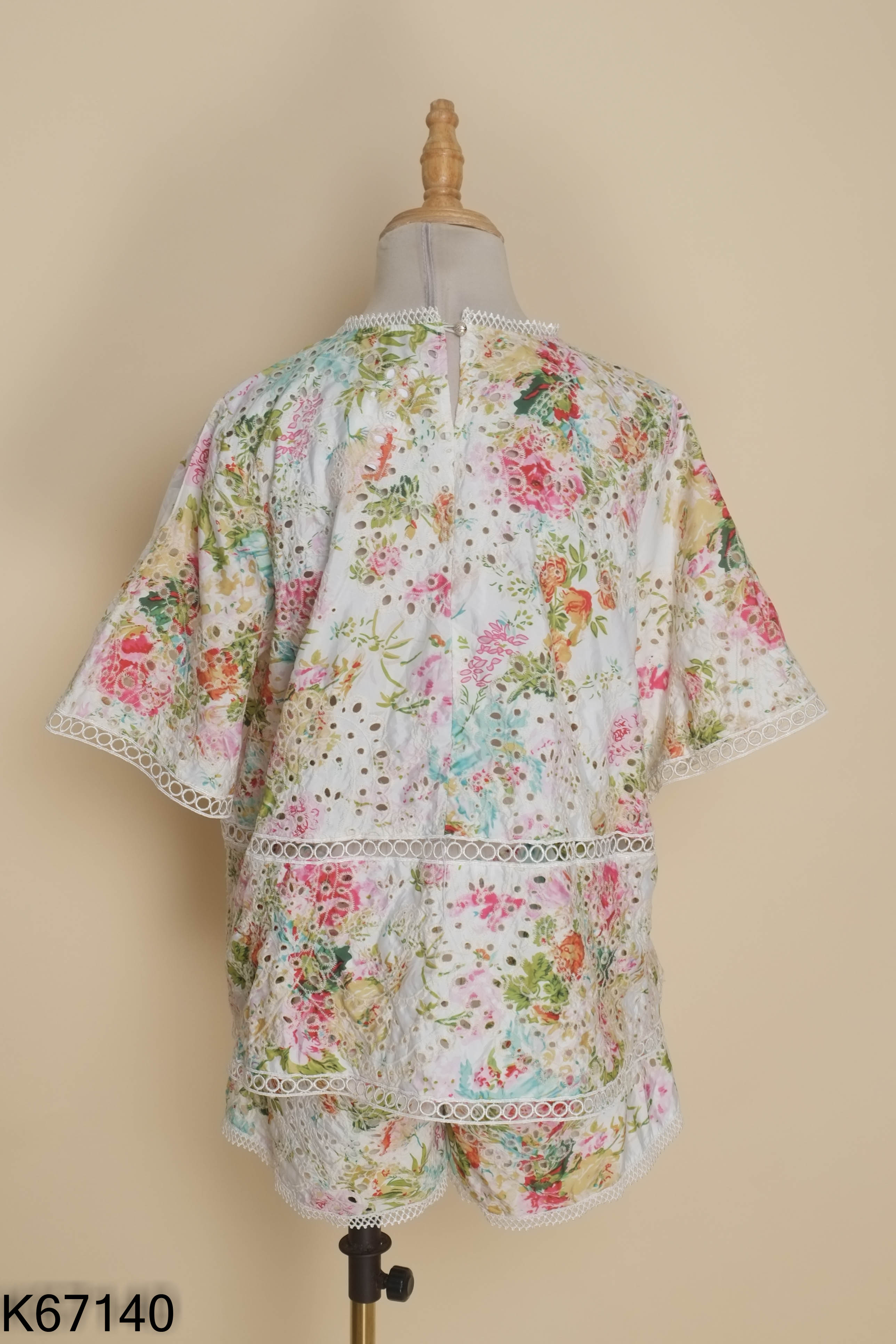 Set xanh hoa viền ren+quần