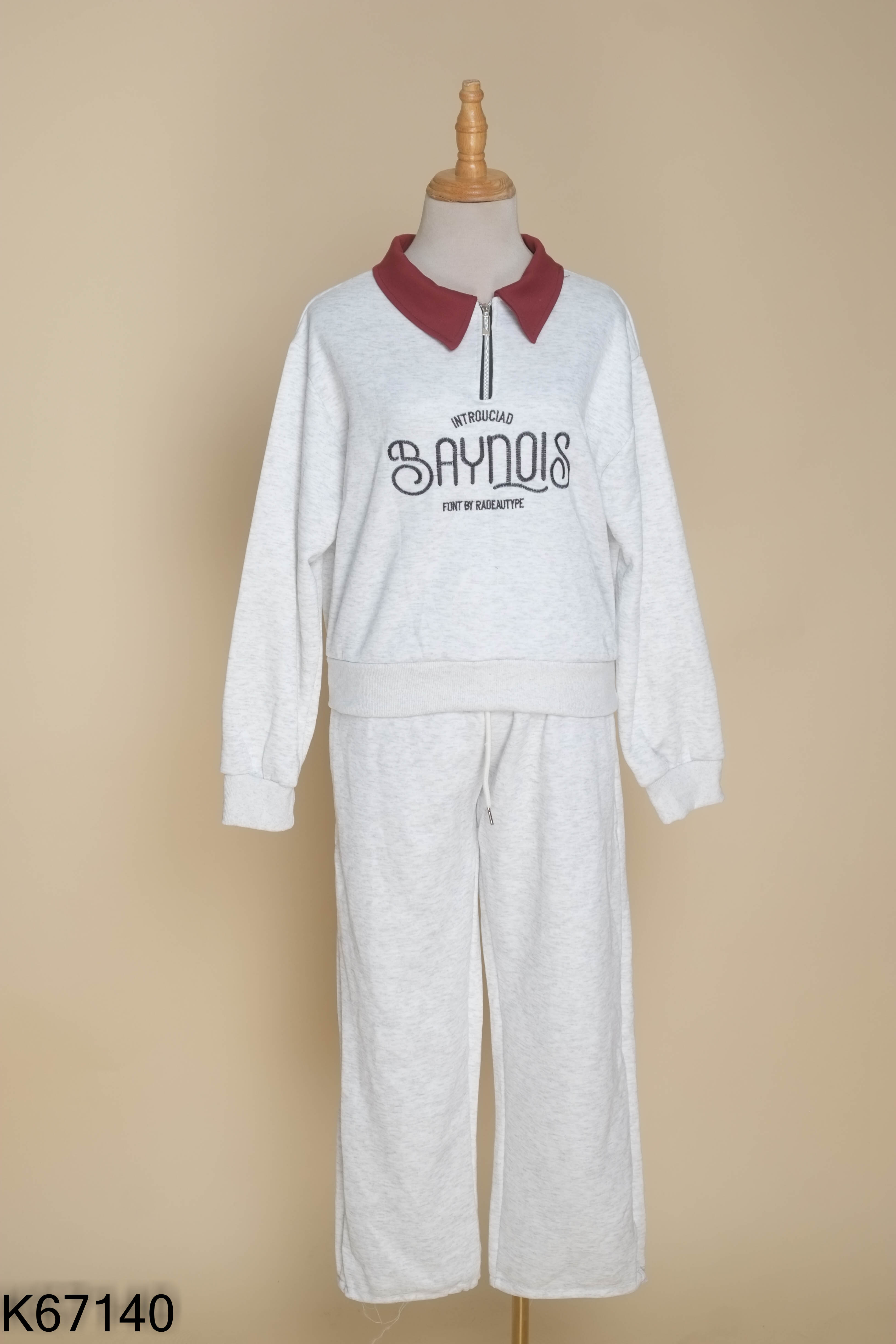 NEWTAG Set áo hoodie+ quần dài xám trắng