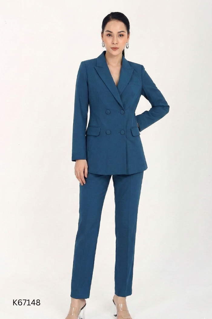 Set Áo vest xanh phối cúc + quần dài