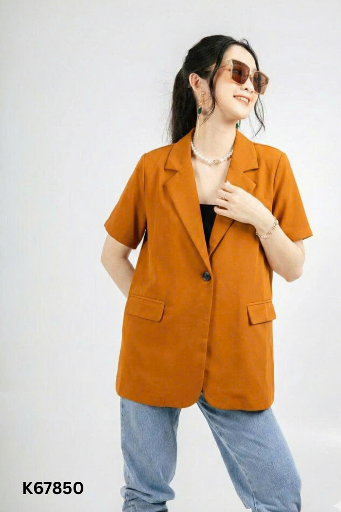 Áo blazer vàng ngắn tay