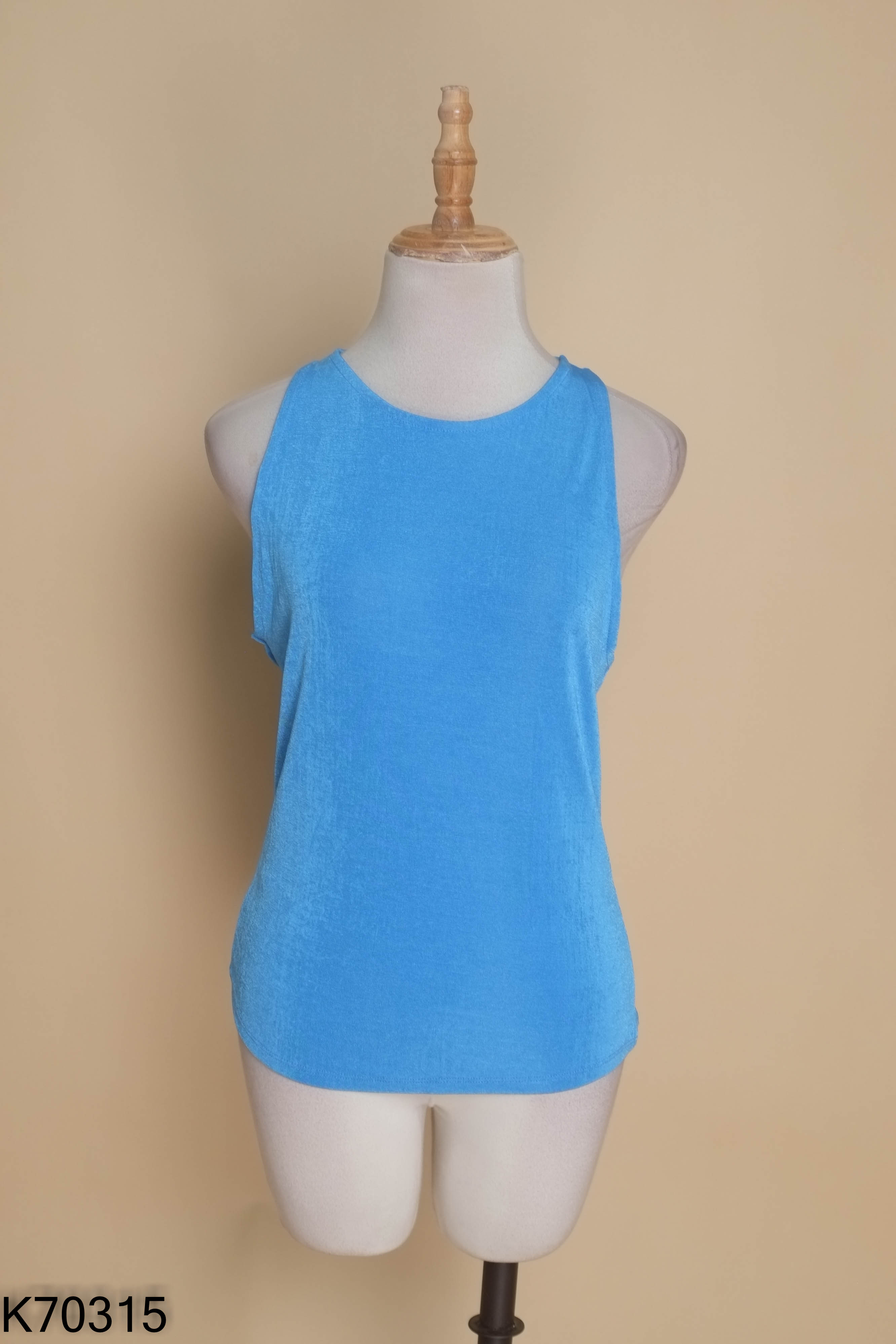 Áo ba lỗ xanh MNG trơn ánh
