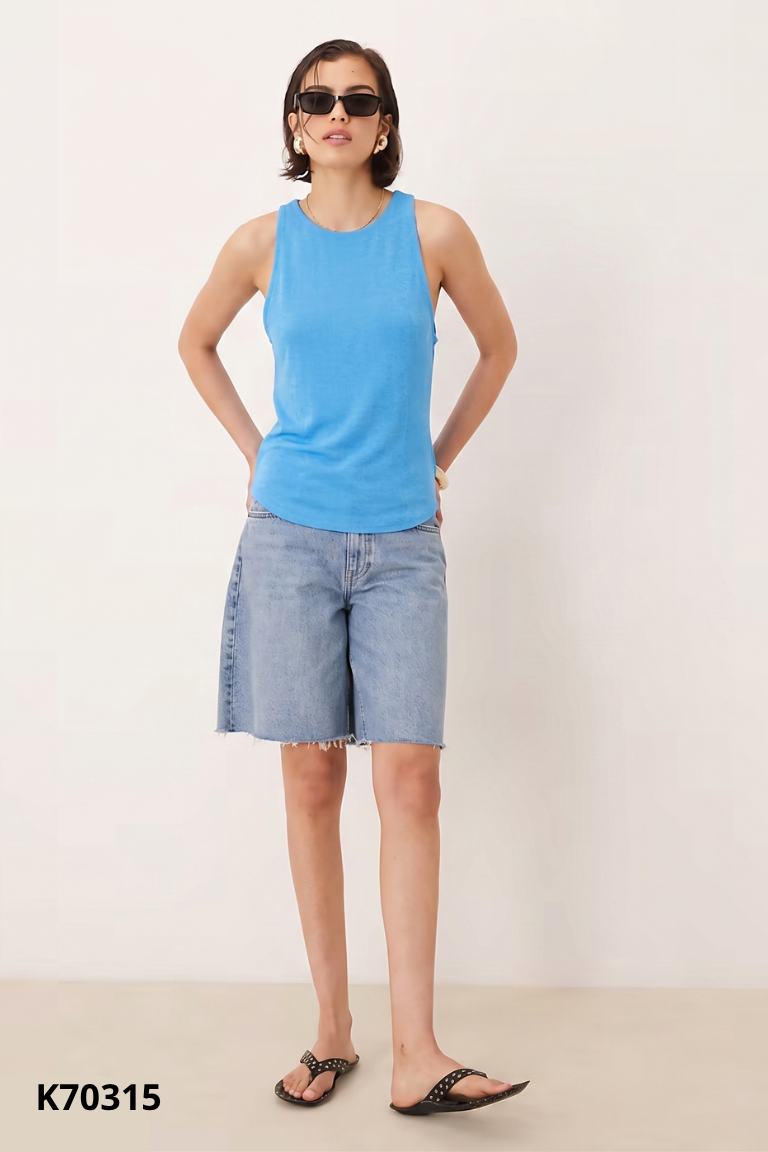 Áo ba lỗ xanh MNG trơn ánh