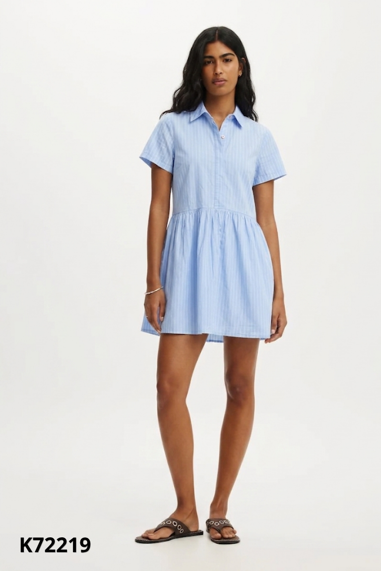 K7221910849-Váy COTTON ON xanh kẻ trắng
