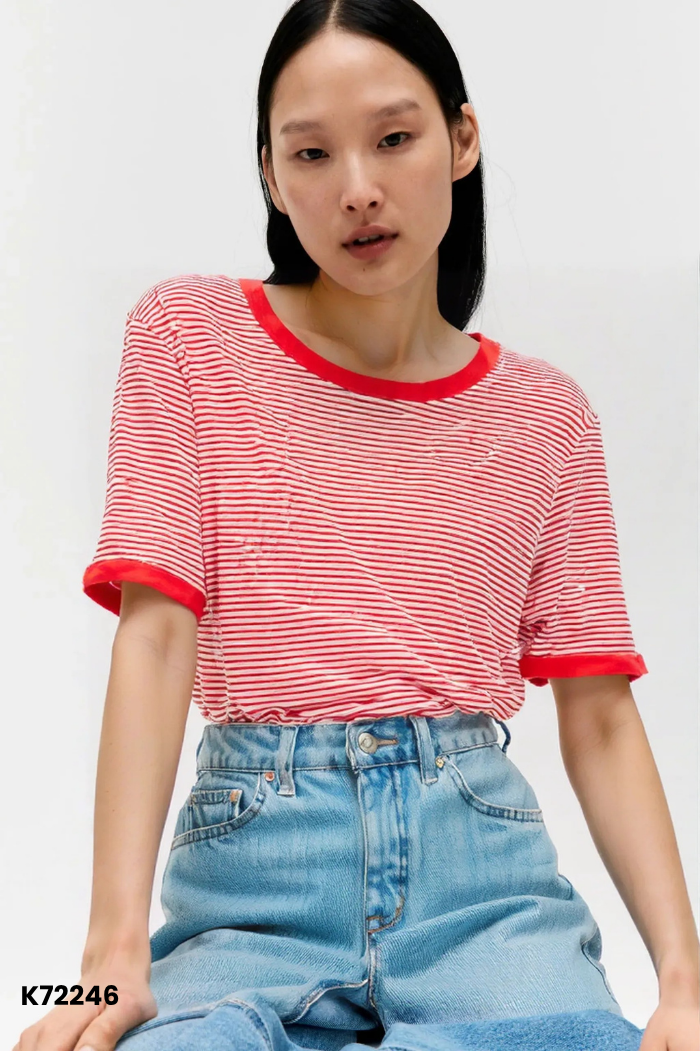 Áo thun HM kẻ trắng đỏ