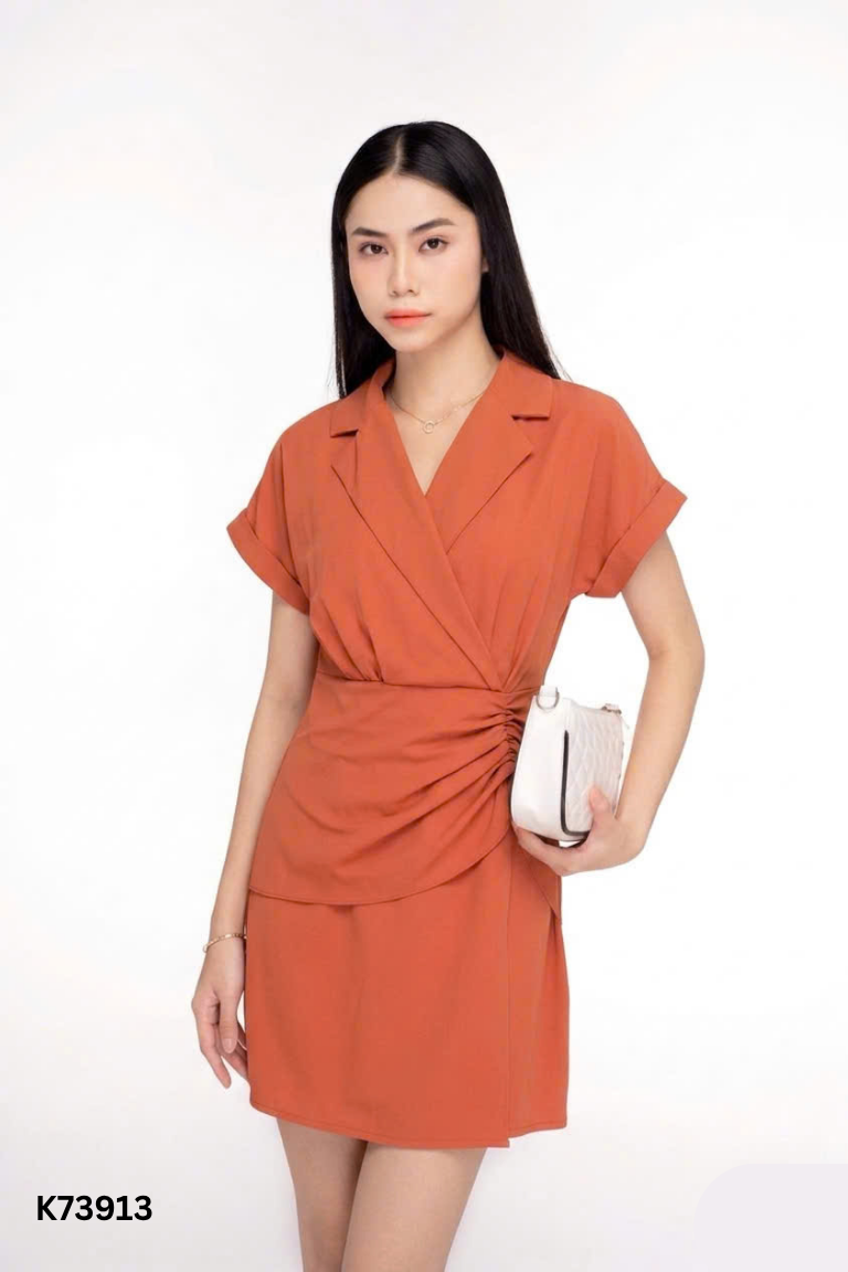 Váy COSMO cam cổ bẻ