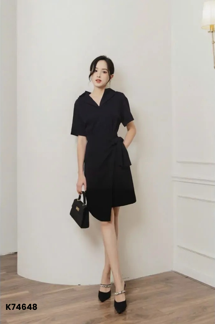 Váy nhỡ TINN xanh than cổ V