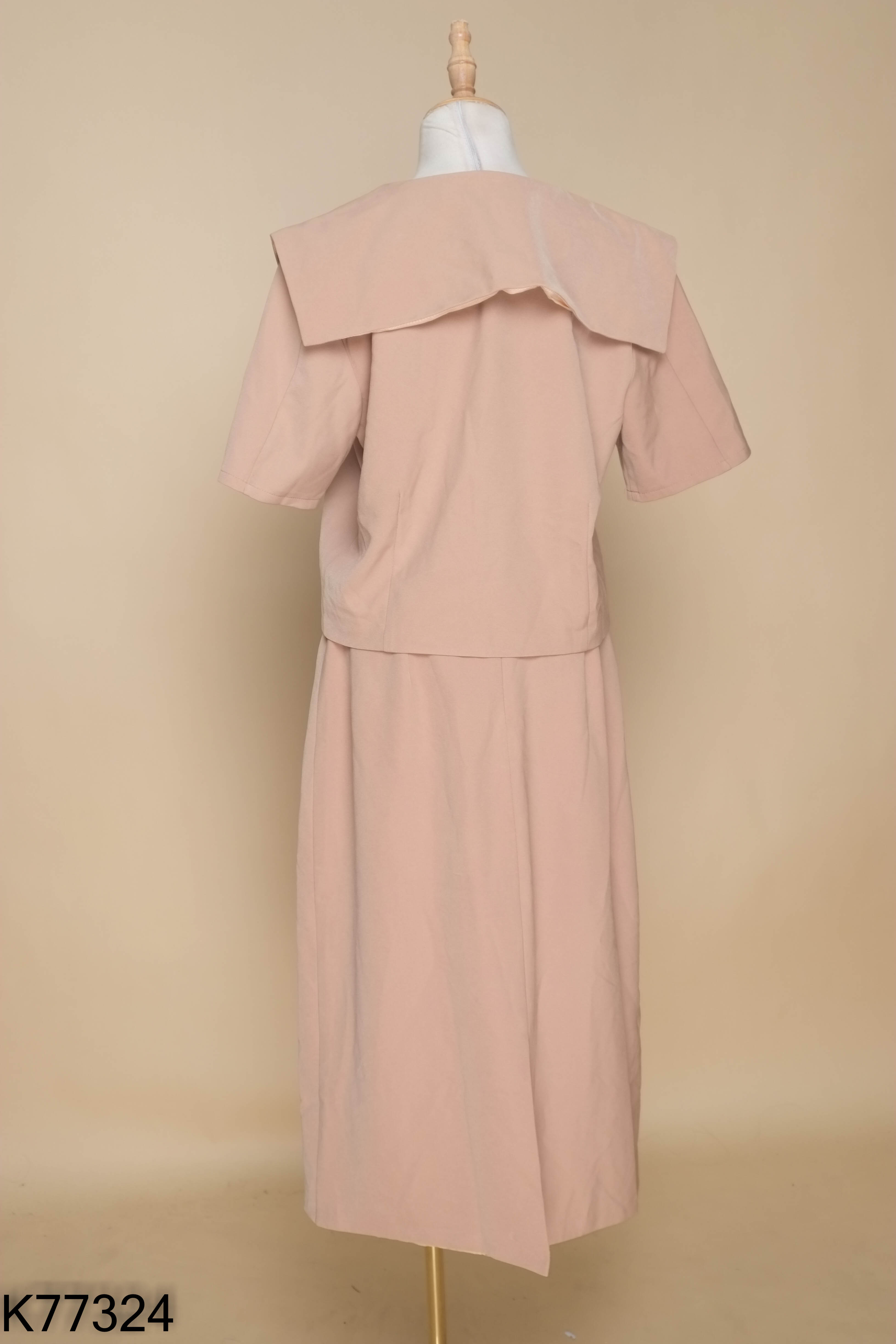 Set CHARM BY TEA nâu áo kiểu + chân váy