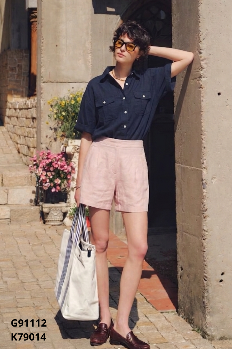Quần shorts linen BOHEE hồng