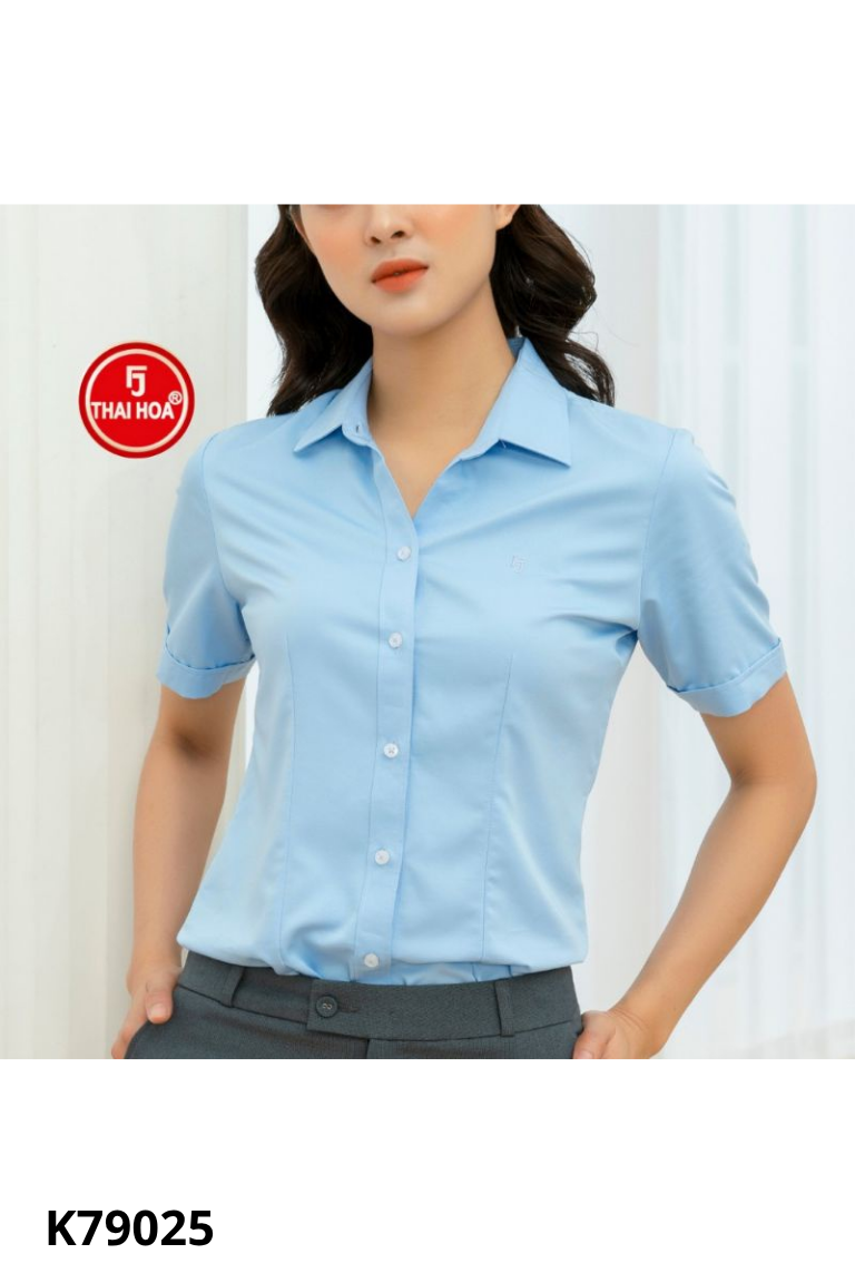 Áo sơ mi THAI HOA xanh ngắn tay