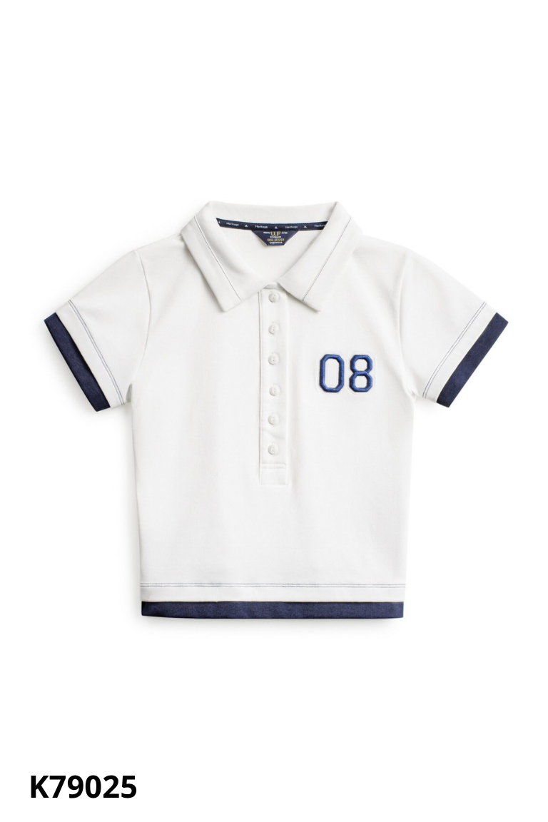 Áo polo trắng thêu số