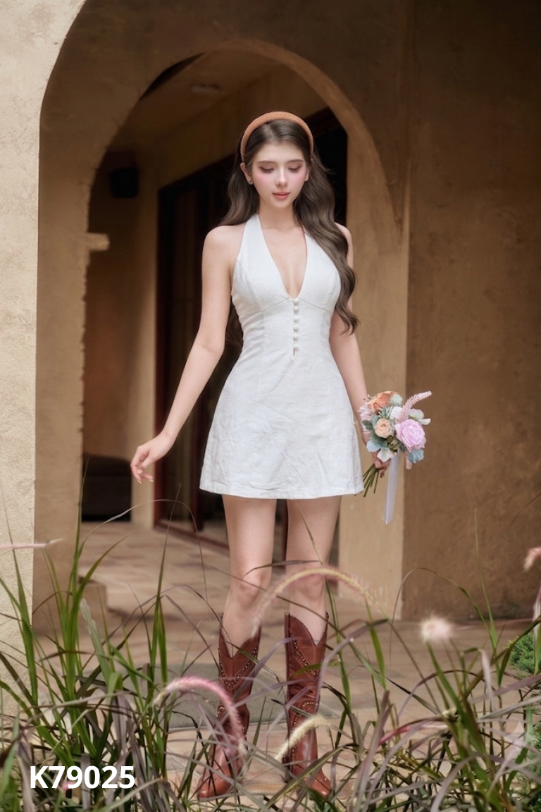 Váy linen be hở lưng