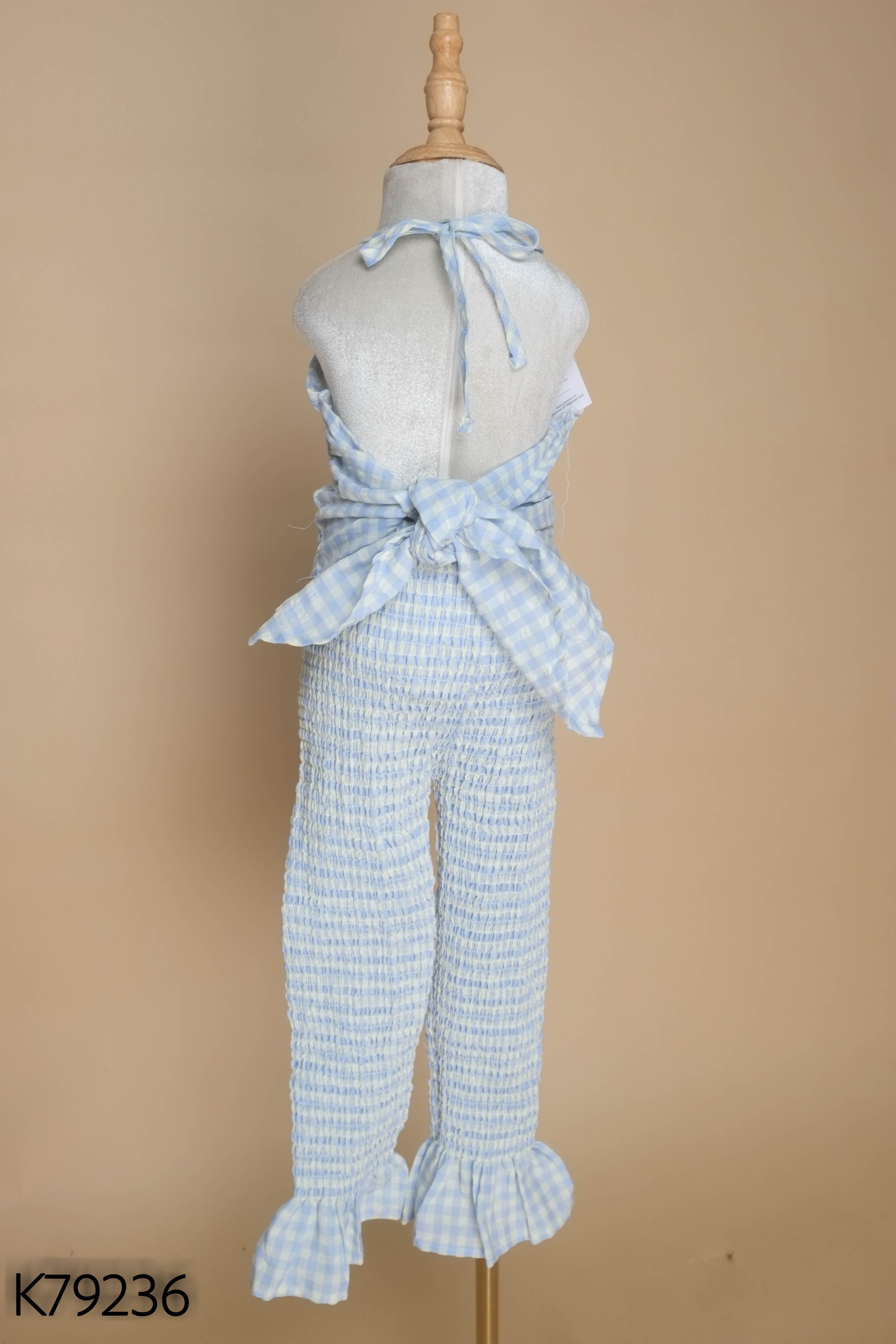 SET Áo yếm KIDS xanh caro + Quần xanh ống loe KIDS