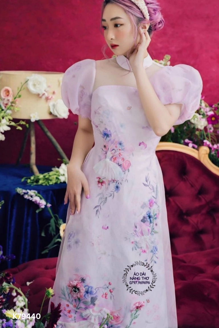 Áo dài hồng đính ngọc