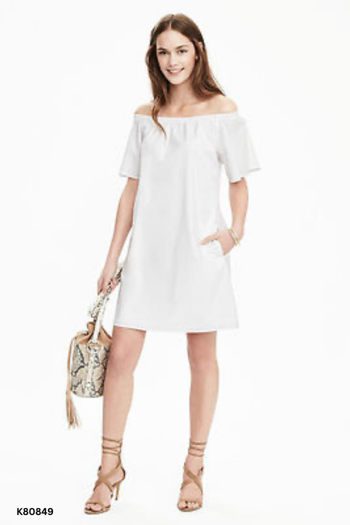 Váy nhỡ BANANA REPUBLIC trắng