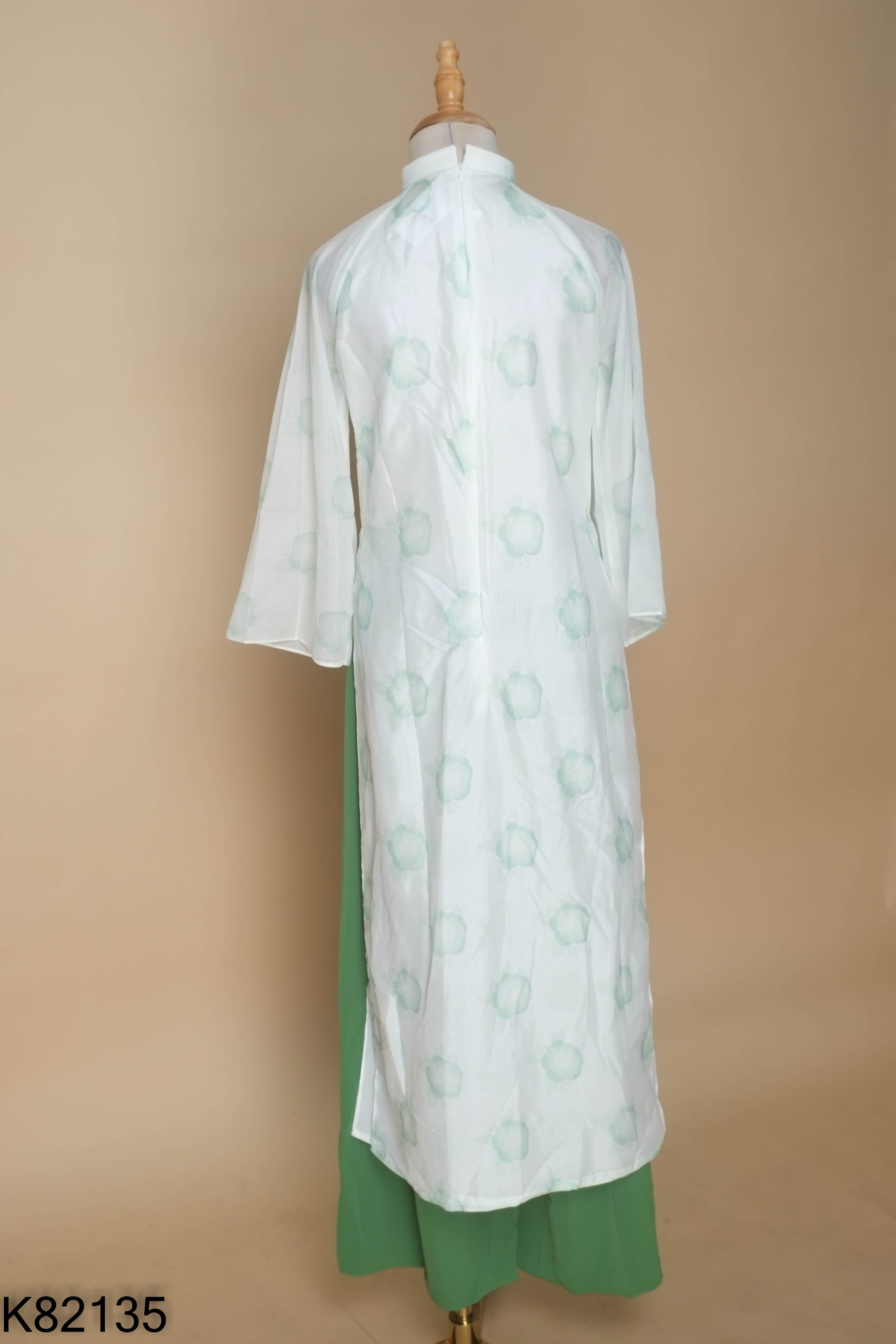 Set Áo dài trắng hoa xanh + quần