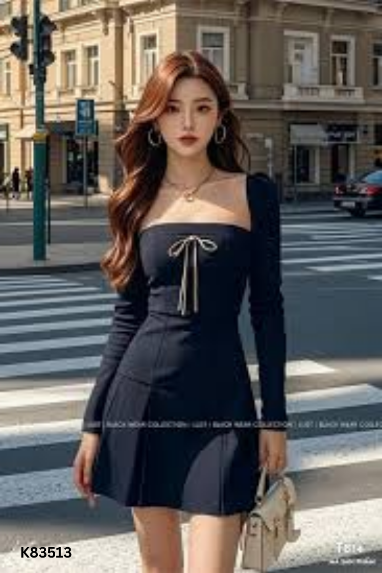 Váy đen LUST phối nơ nâu